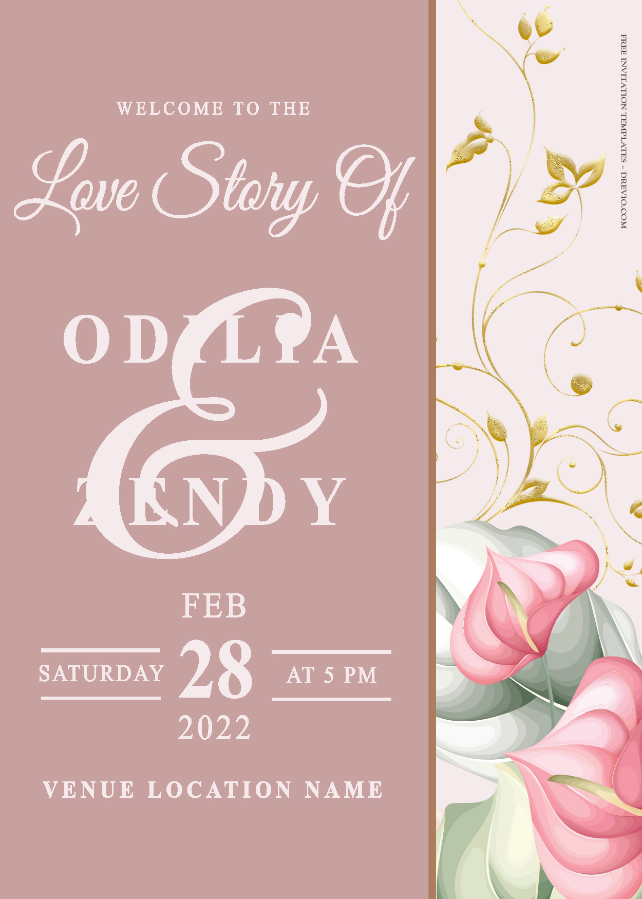 8+ Pink Summer Floral Gold Wedding Invitation Templates Title