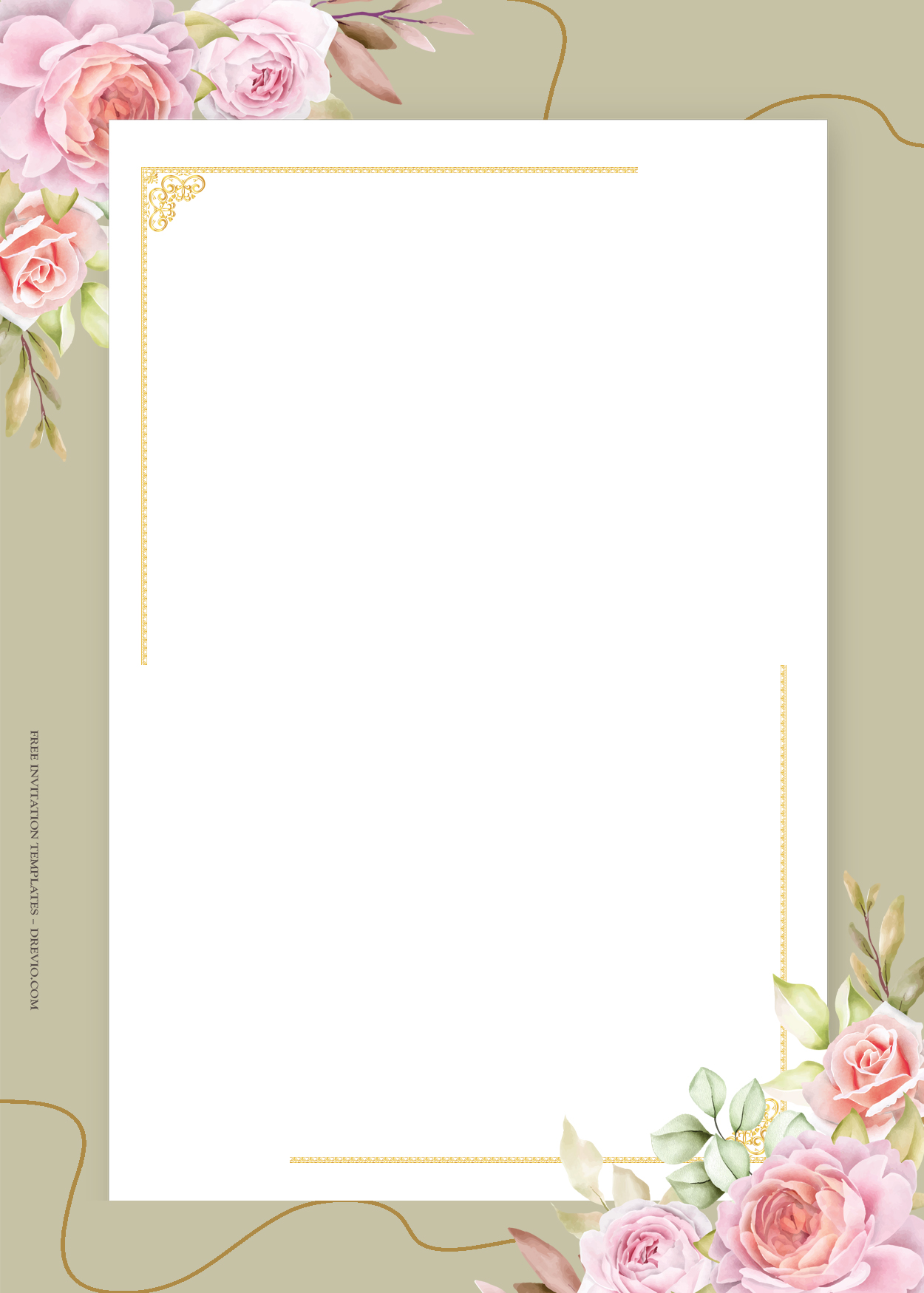 8+ ROses Fusion Floral Gold Wedding Invitation Templates Eight