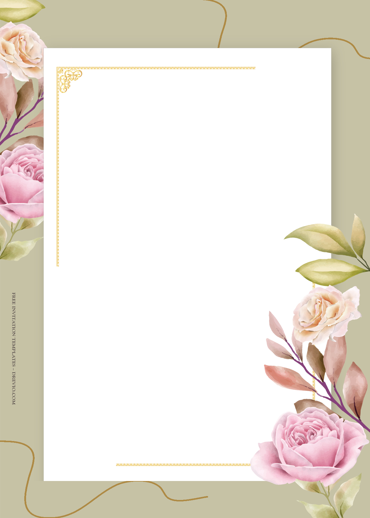 8+ Roses Fusion Floral Gold Wedding Invitation Templates Five