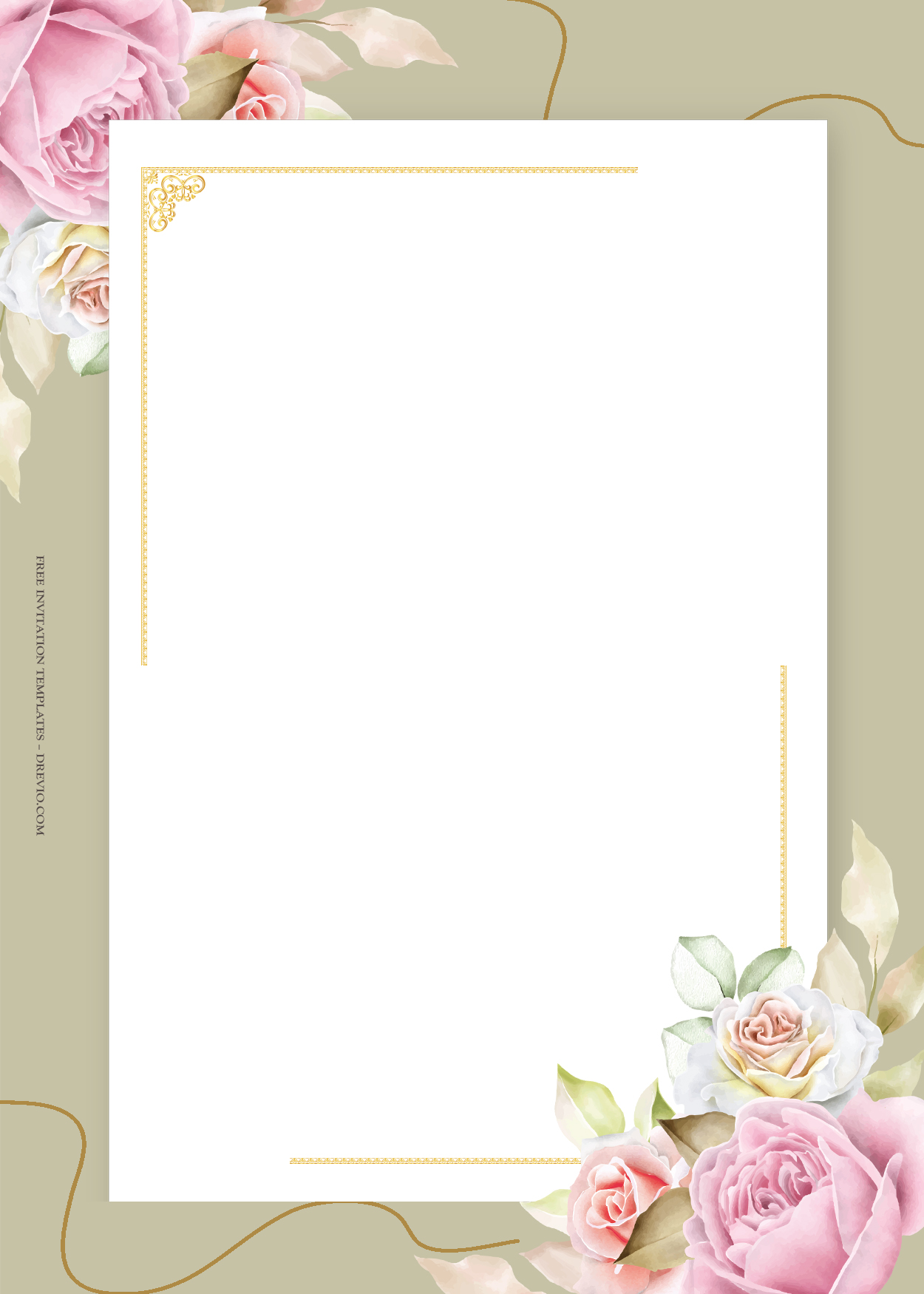 8+ Roses Fusion Floral Gold Wedding Invitation Templates Four