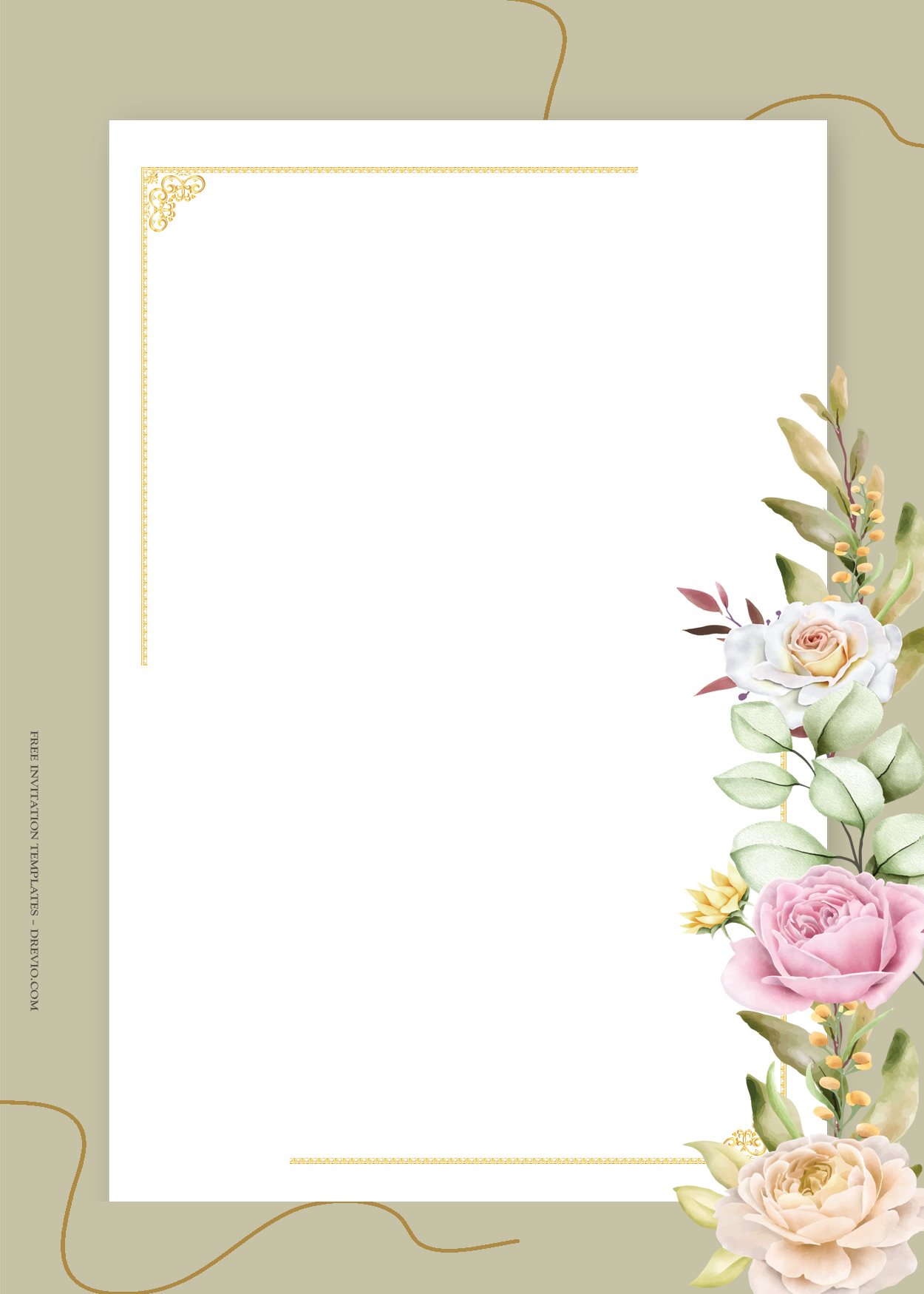 8+ Roses Fusion Floral Gold Wedding Invitation Templates Seven