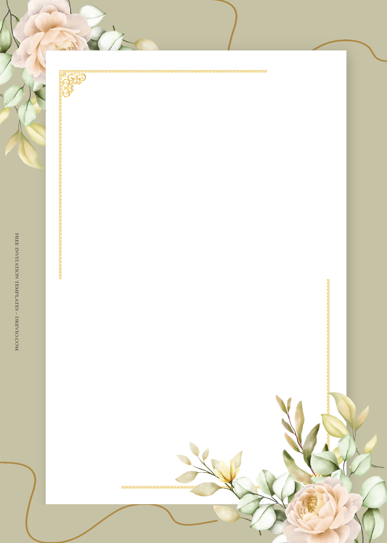 8+ Roses Fusion Floral Gold Wedding Invitation Templates Two