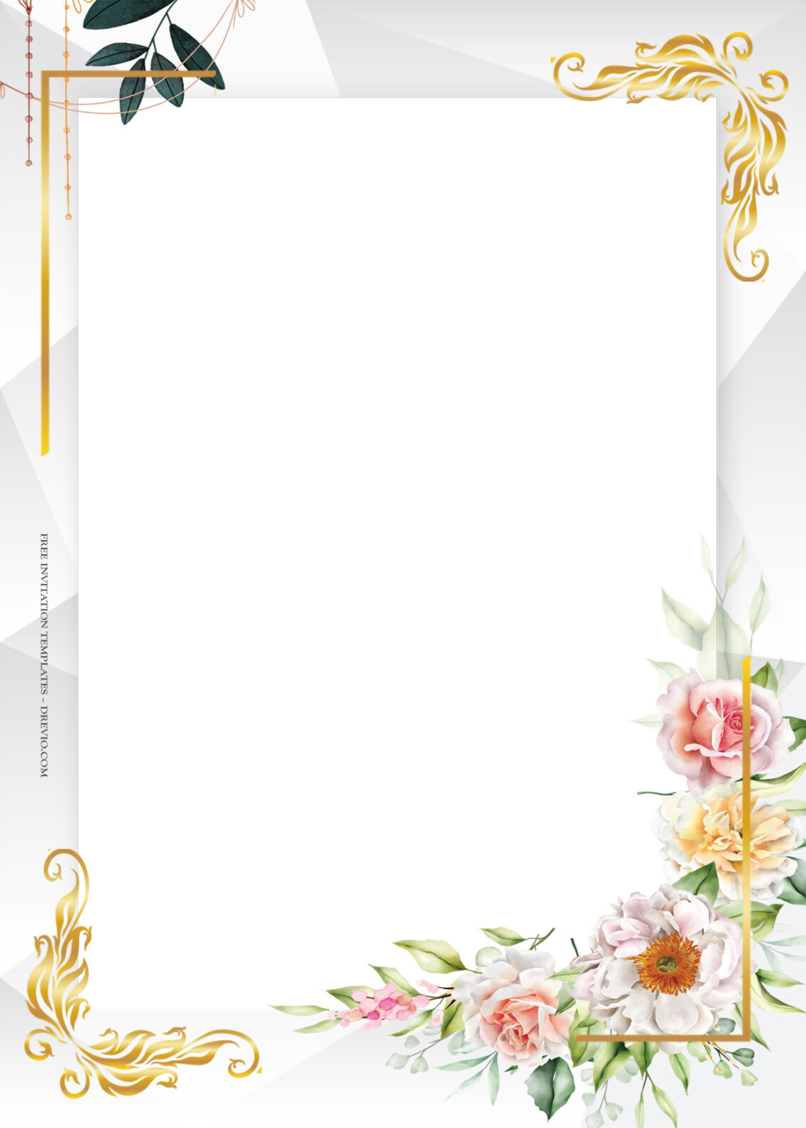 8+ Pretty Dried Floral Gold Wedding Invitation Templates - Drevio ...