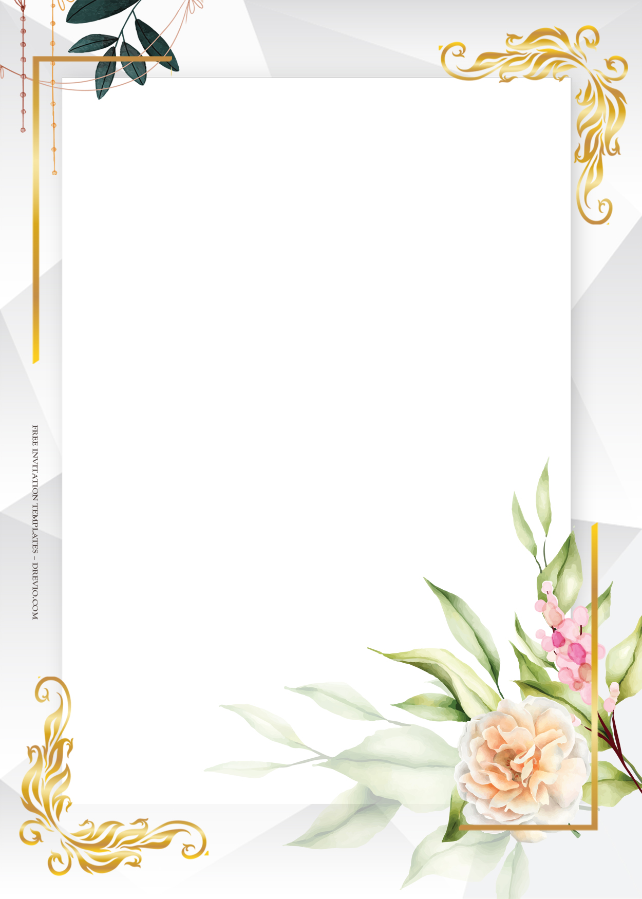 8+ Pretty Dried Floral Gold Wedding Invitation Templates Two