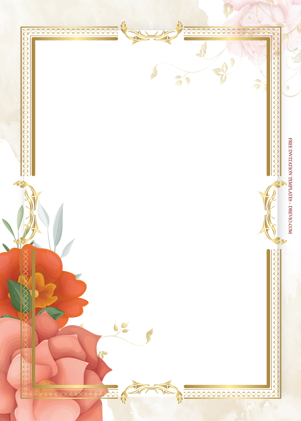 8+ Red On Red Gold Floral Wedding Invitation Templates Four