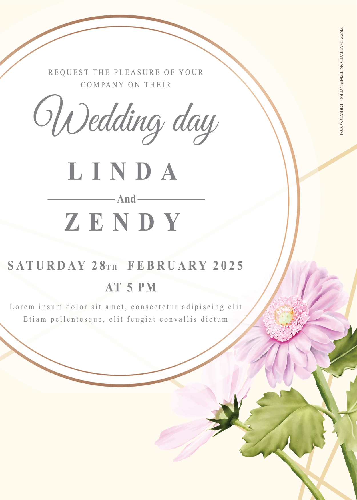 8+ Single Spring Floral Gold Wedding Invitation Templates Title