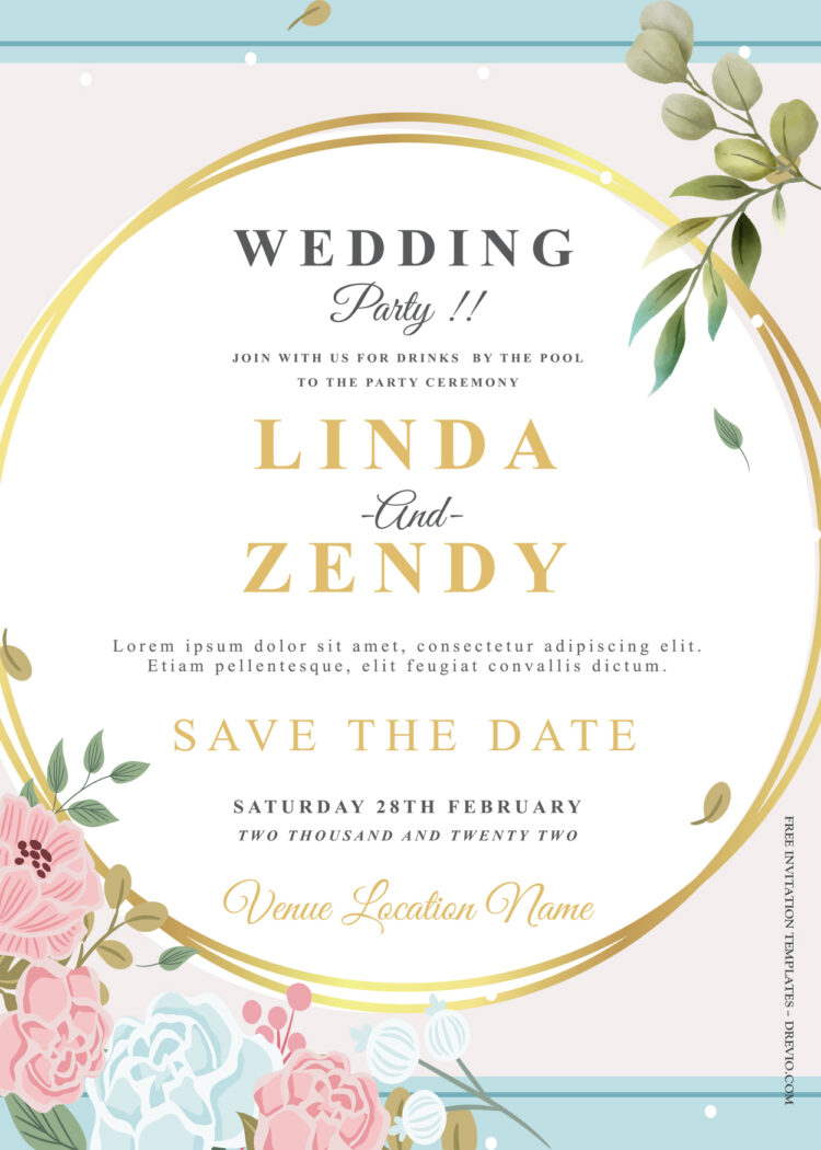 8+ Spring Fiesta Floral Gold Wedding Invitation Templates | Download ...