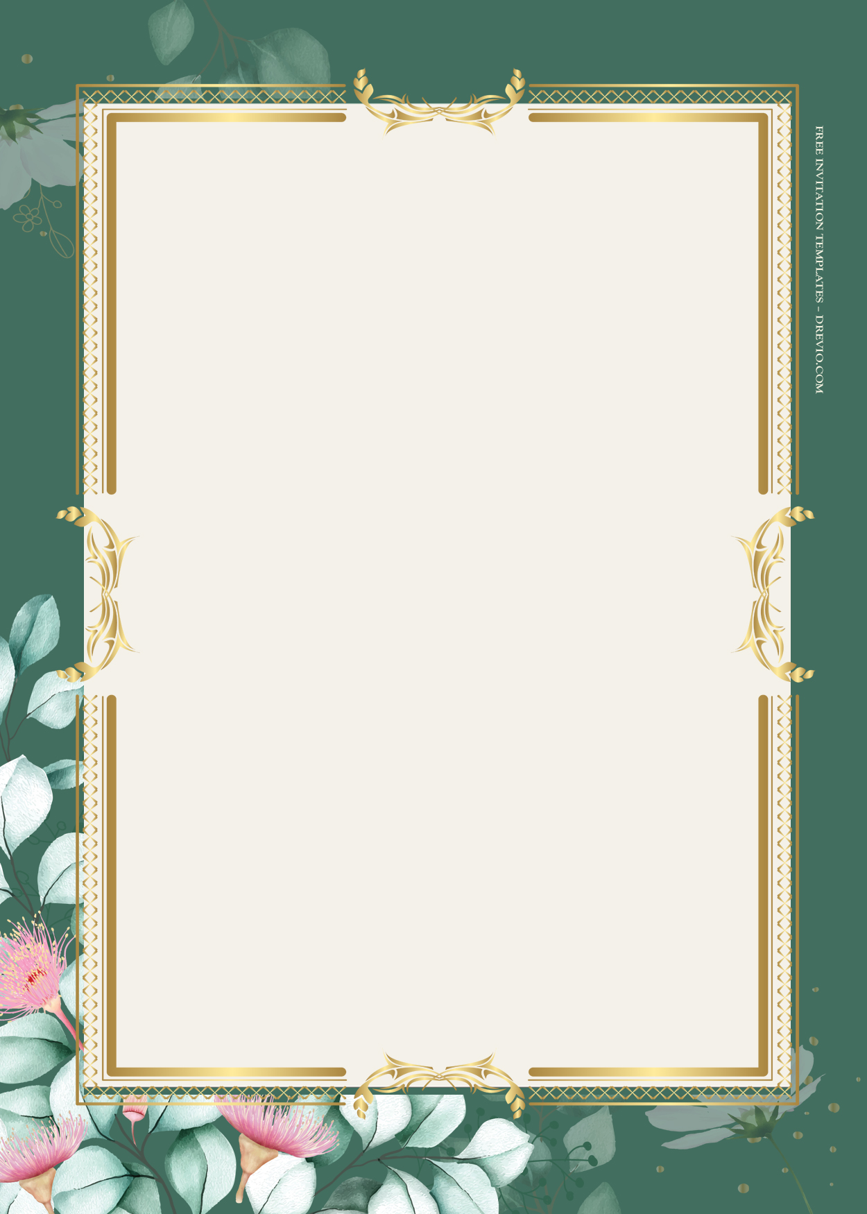 8+ Spring In Green Floral Gold Wedding Invitation Templates eight