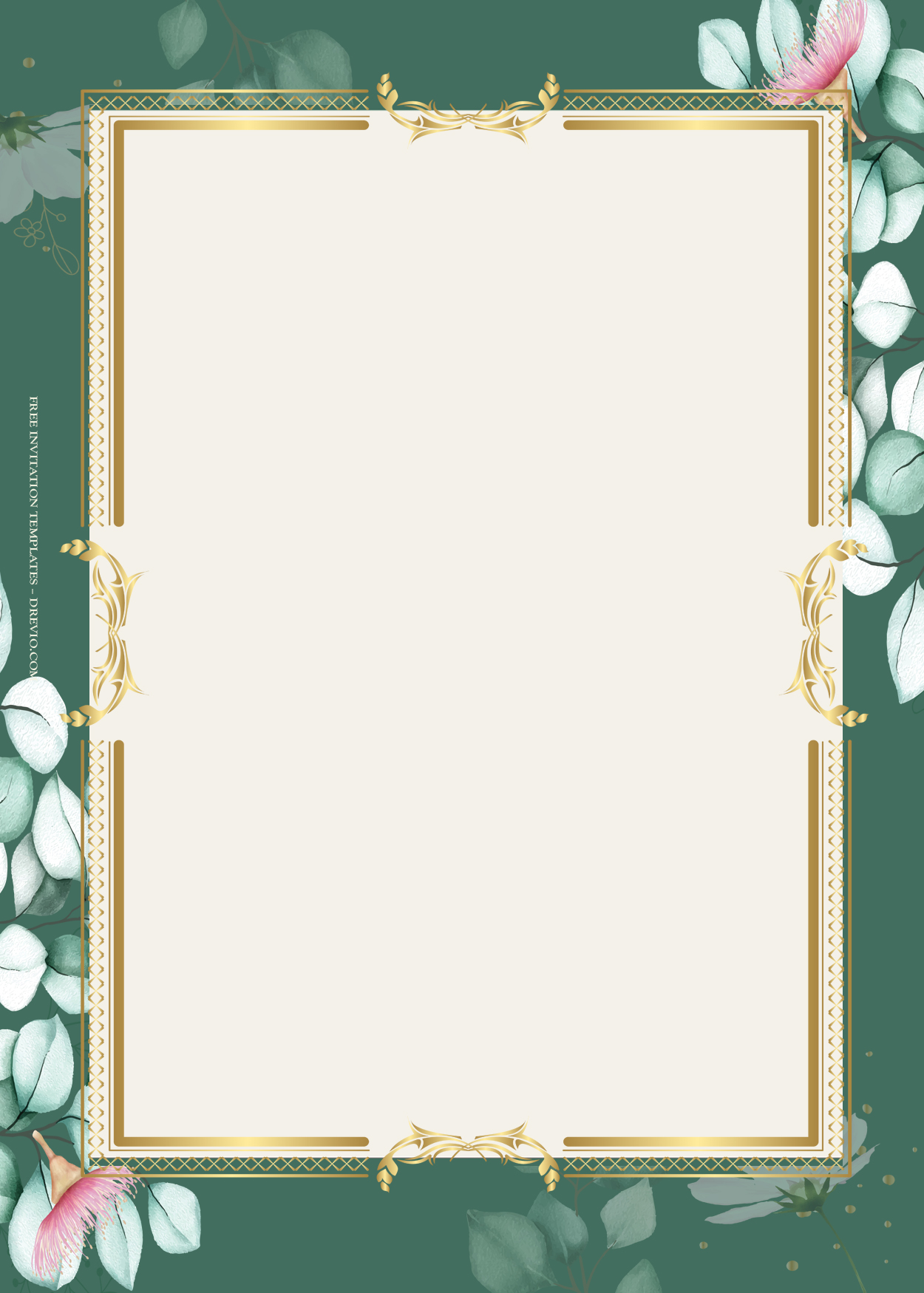 8+ Spring In Green Floral Gold Wedding Invitation Templates Four