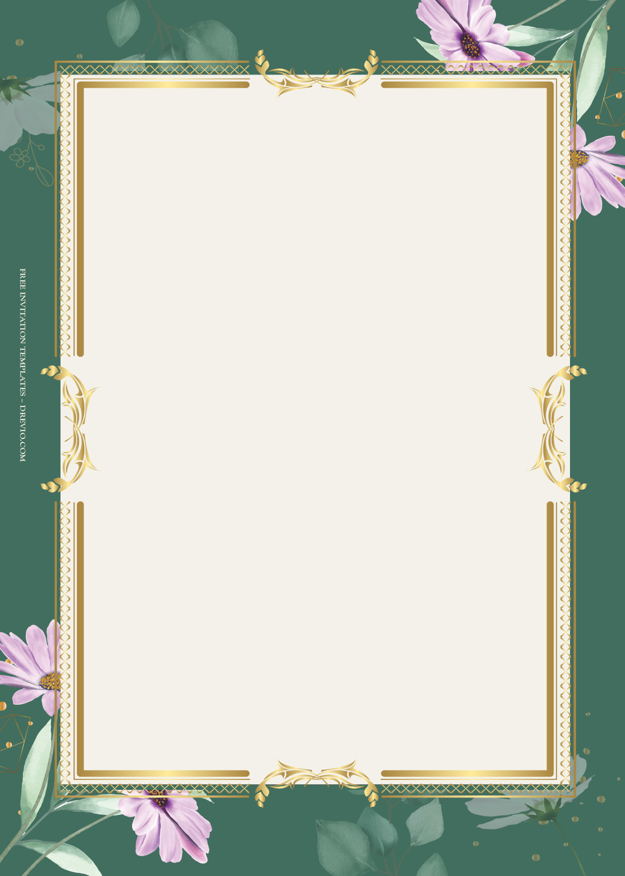 8+ Spring In Green Floral Gold Wedding Invitation Templates Three