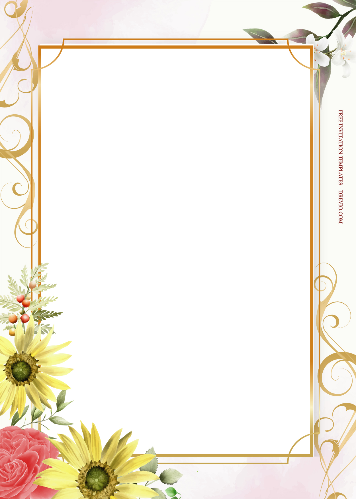 8+ Sunflowers Bouquet Gold Floral Wedding Invitation Templates Eight