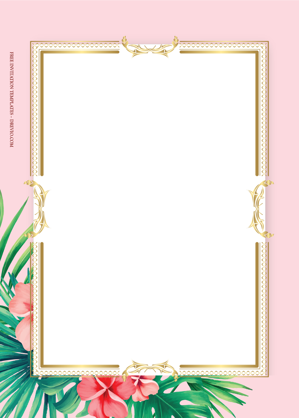 8+ Tropical Blast Floral Gold Wedding Invitation Templates Two