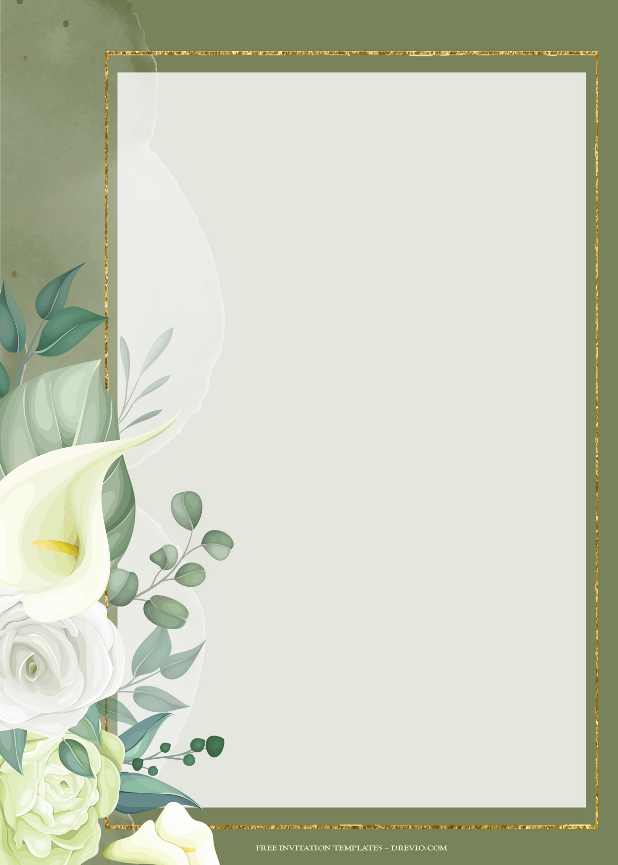 8+ White Bouquet Floral Gold Wedding Invitation Templates Five