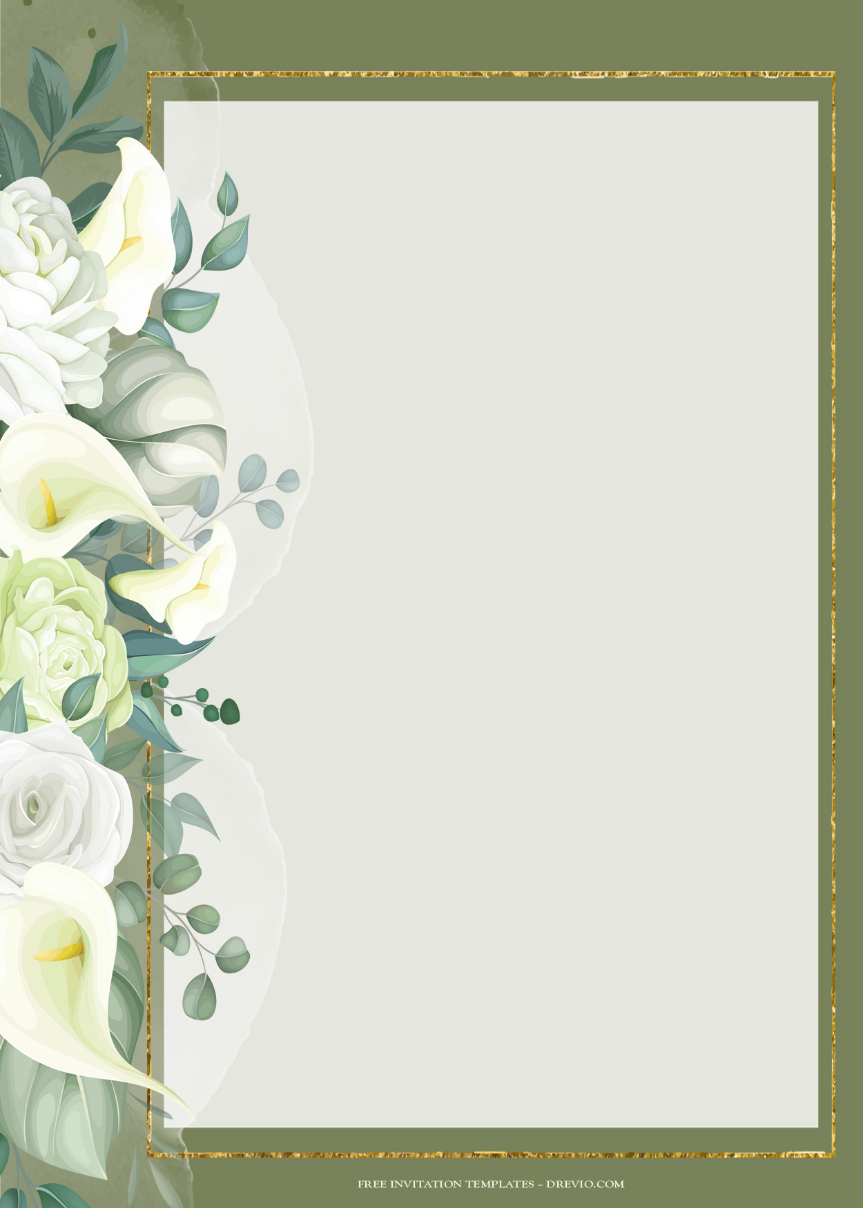 8+ White Bouquet Floral Gold Wedding Invitation Templates Six
