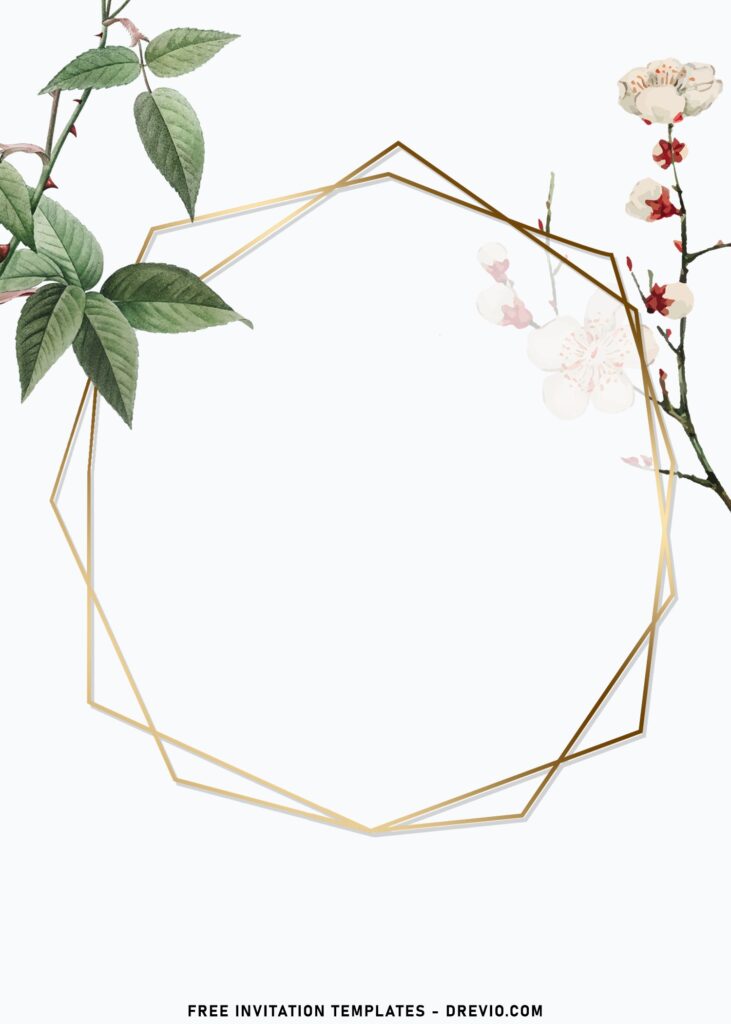 9+ Geometric Garden Blush Birthday Invitation Templates with White Sakura