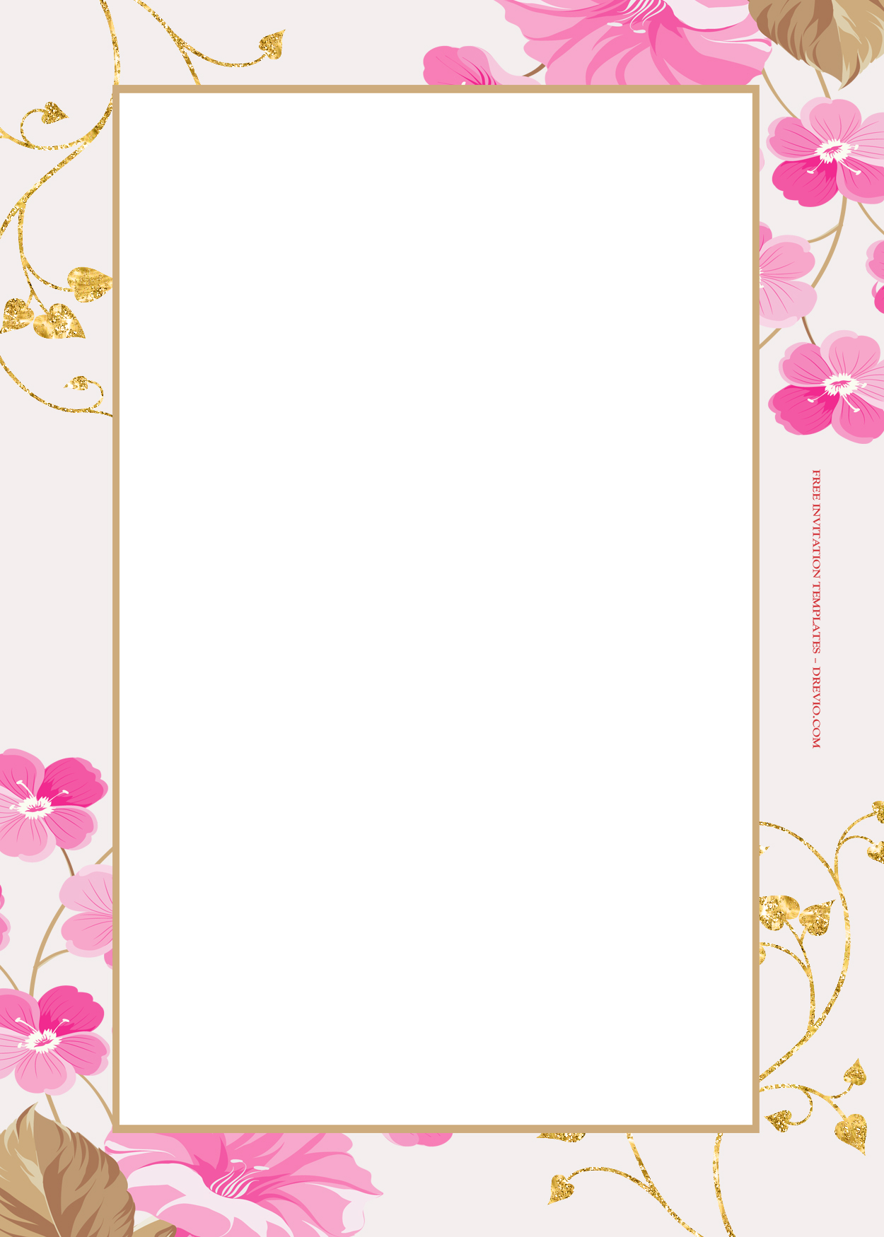 9+ Blooming Spring Gold Floral Wedding Invitation Templates Five