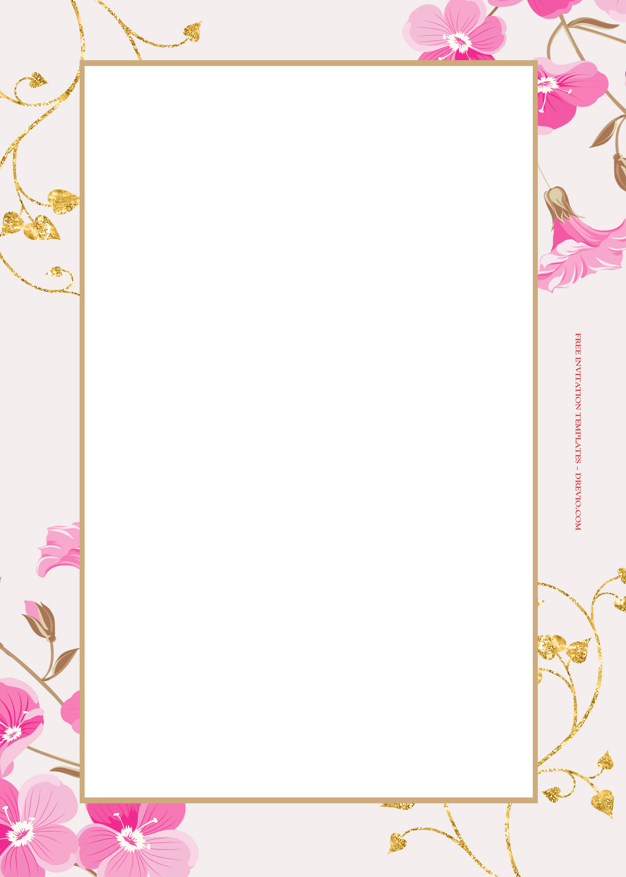 9+ Blooming Spring Gold Floral Wedding Invitation Templates Two