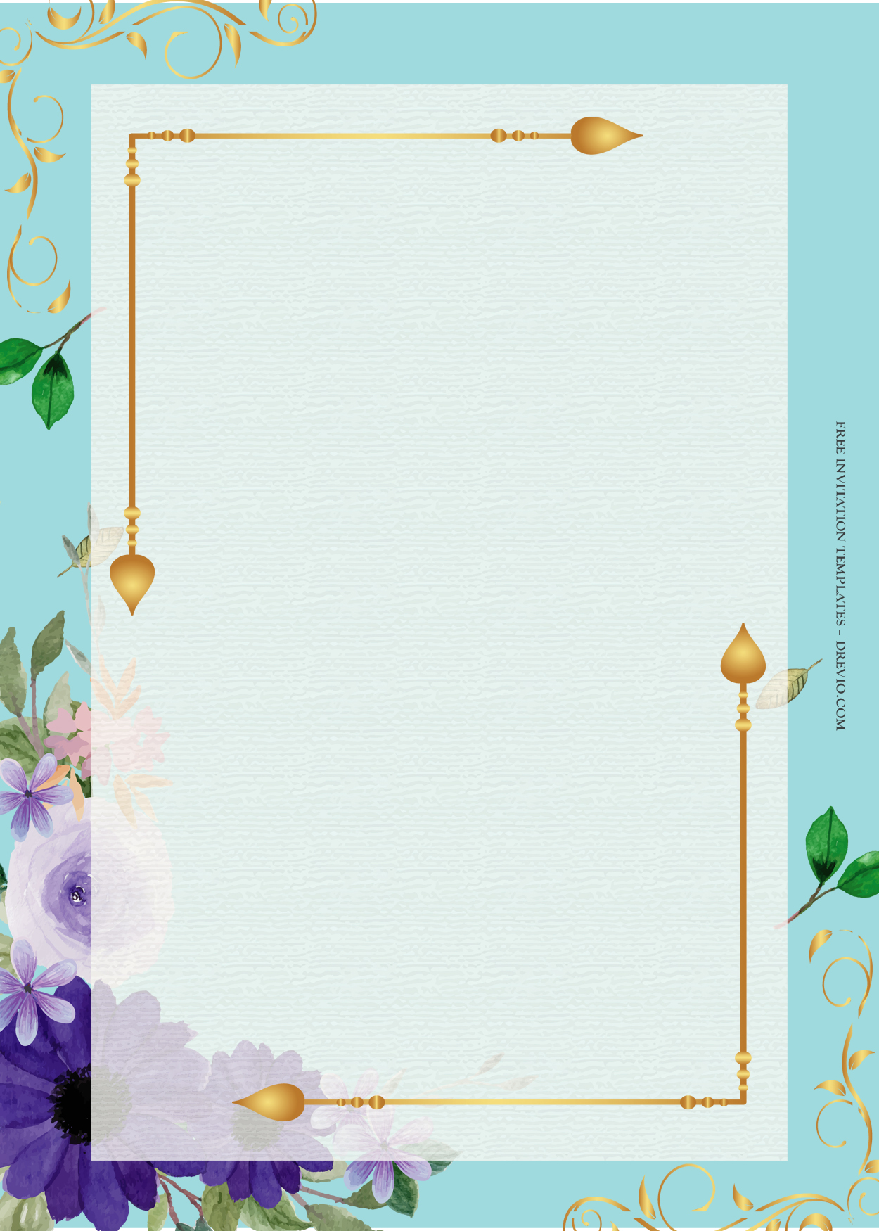 9+ Blue Freedom Gold Floral Wedding Invitation Templates Eight