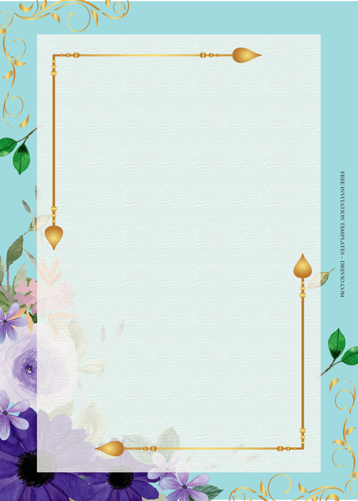 9+ Blue Freedom Gold Floral Wedding Invitation Templates Five