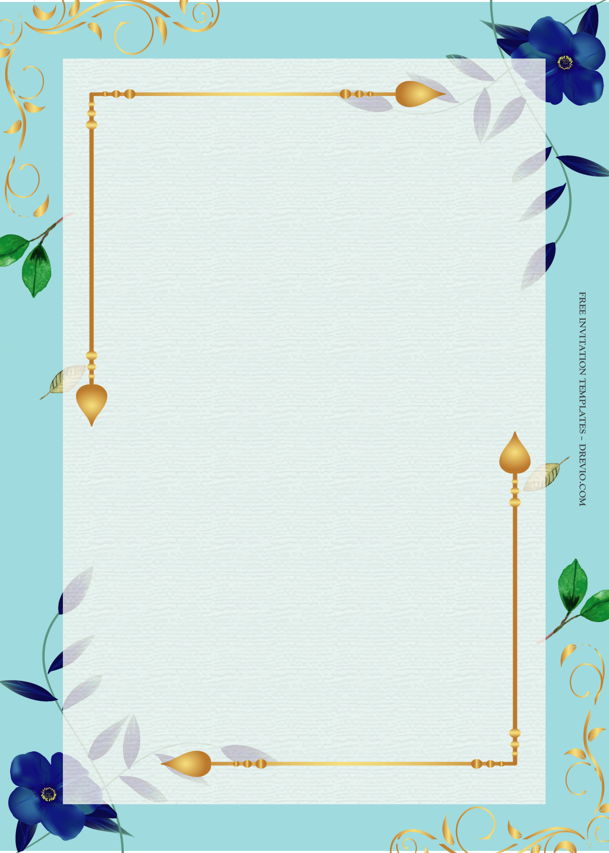 9+ Blue Freedom Gold Floral Wedding Invitation Templates One