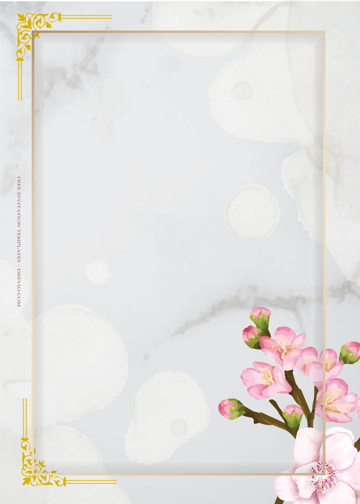 9+ Cherry Blossom Floral Gold Wedding Invitation Templates Five