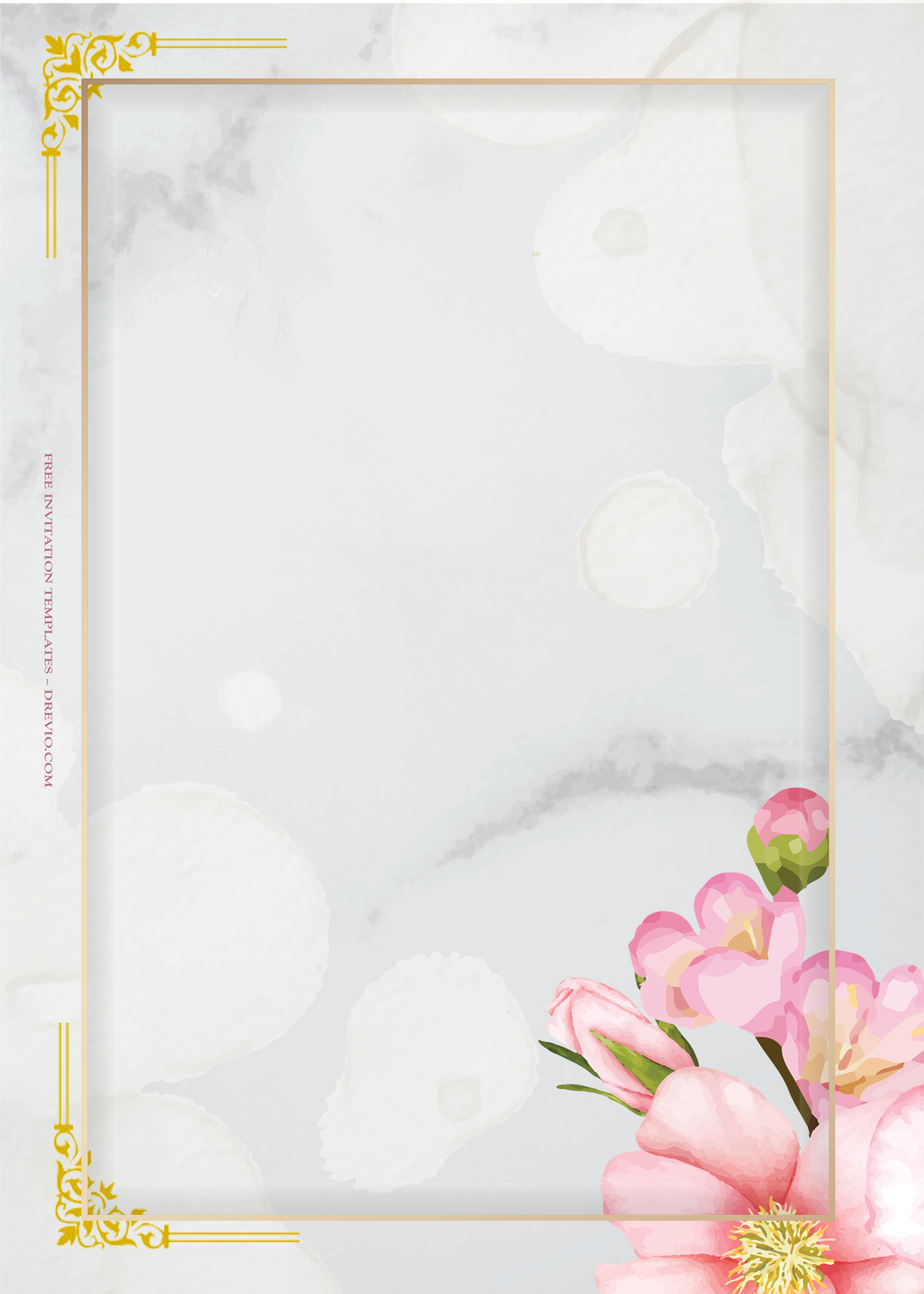 9+ Cherry Blossom Floral Gold Wedding Invitation Templates Six