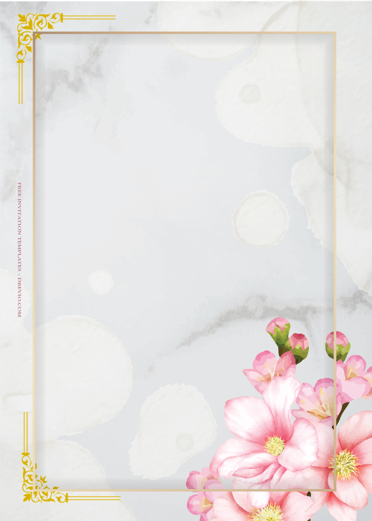 9+ Cherry Blossom Floral Gold Wedding Invitation Templates Three