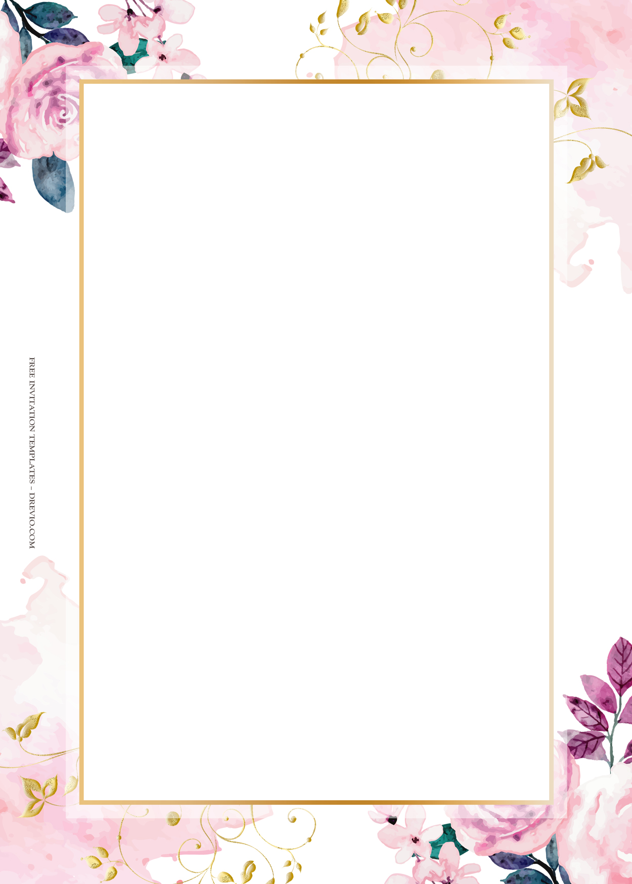 9+ Cherry Pink Floral Gold Wedding Invitation Templates Eight