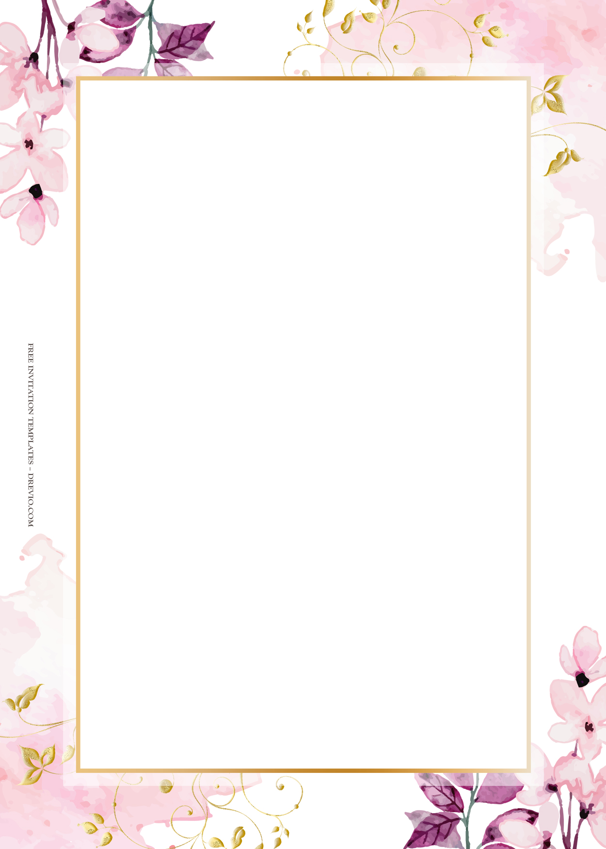 9+ Cherry Pink Floral Gold Wedding Invitation Templates Five