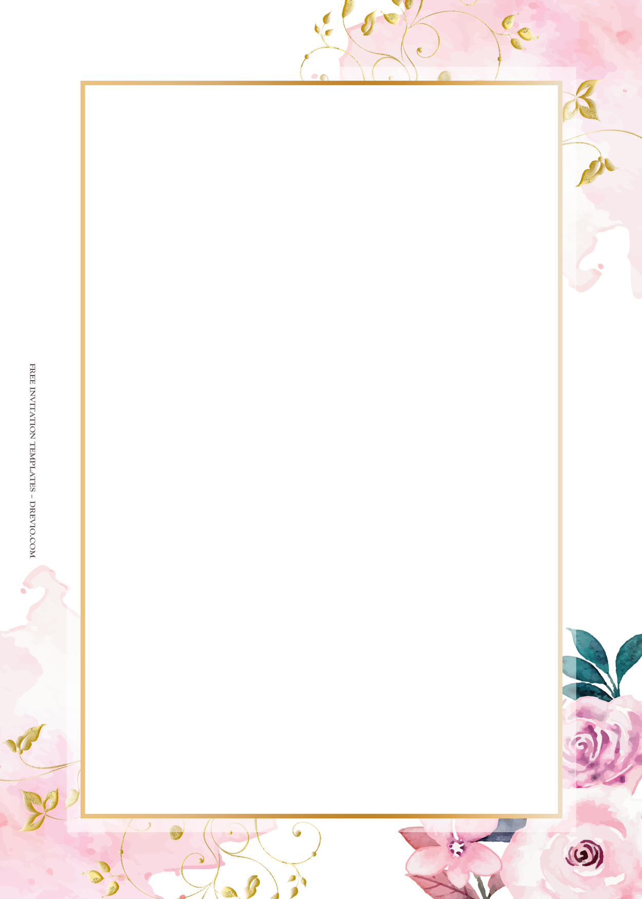 9+ Cherry Pink Floral Gold Wedding Invitation Templates Four