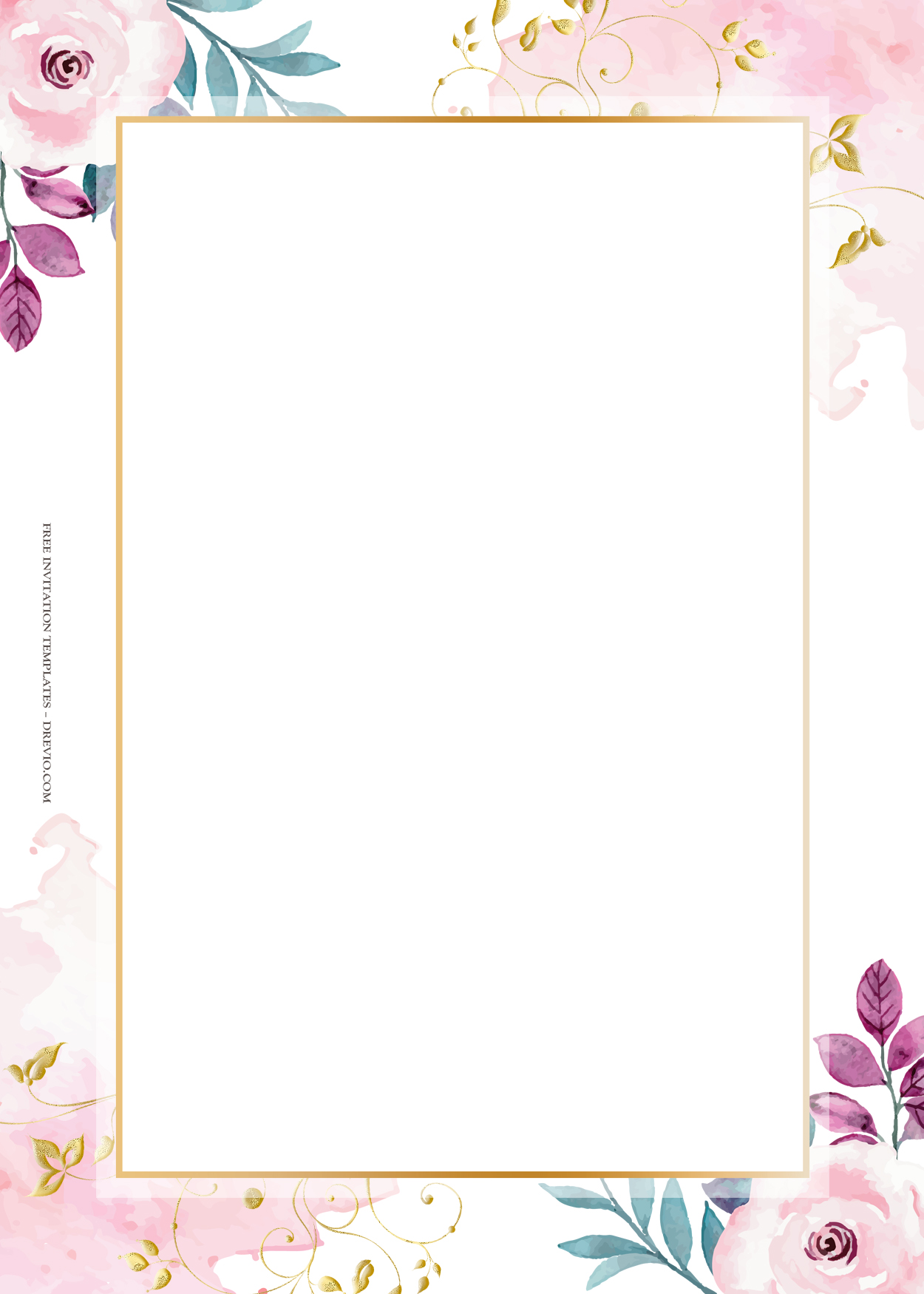 9+ Cherry Pink Floral Gold Wedding Invitation Templates Seven