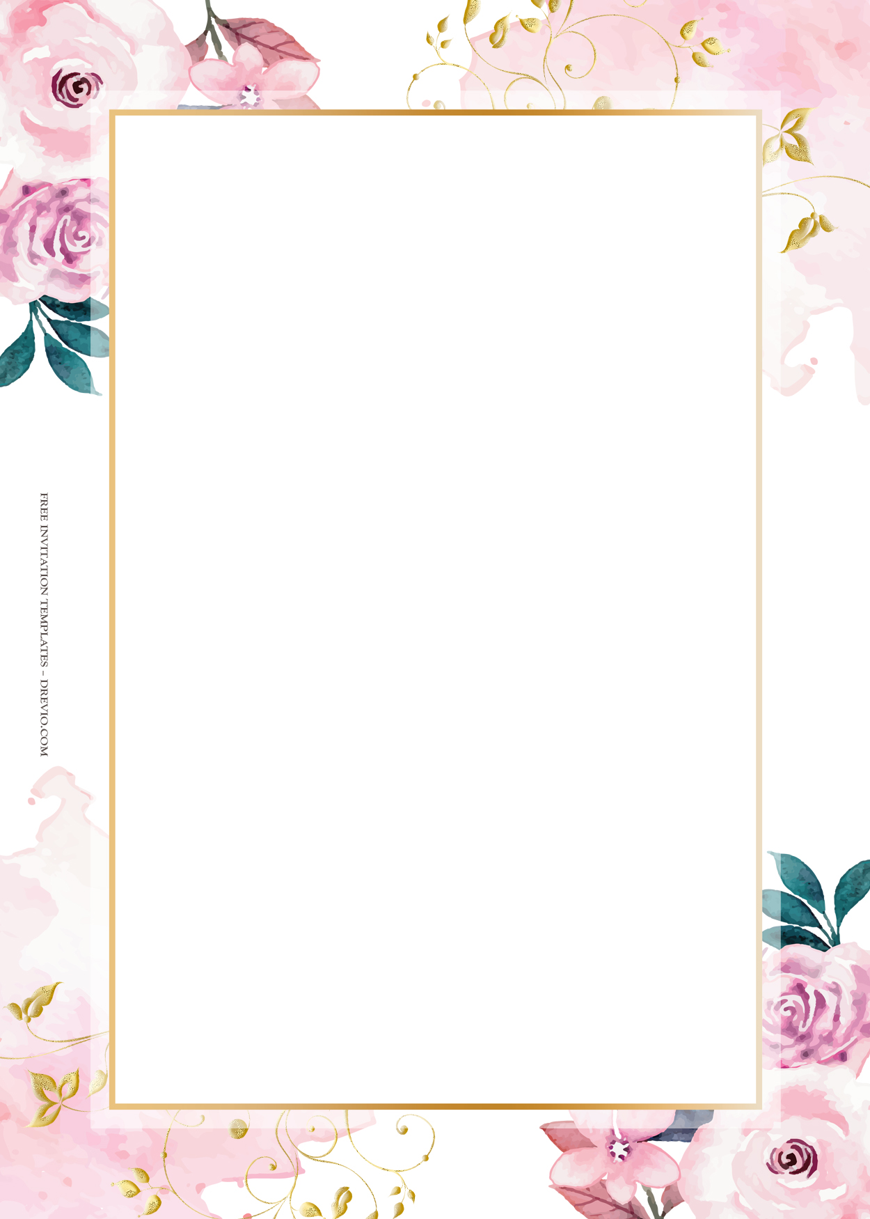 9+ Cherry Pink Floral Gold Wedding Invitation Templates Two