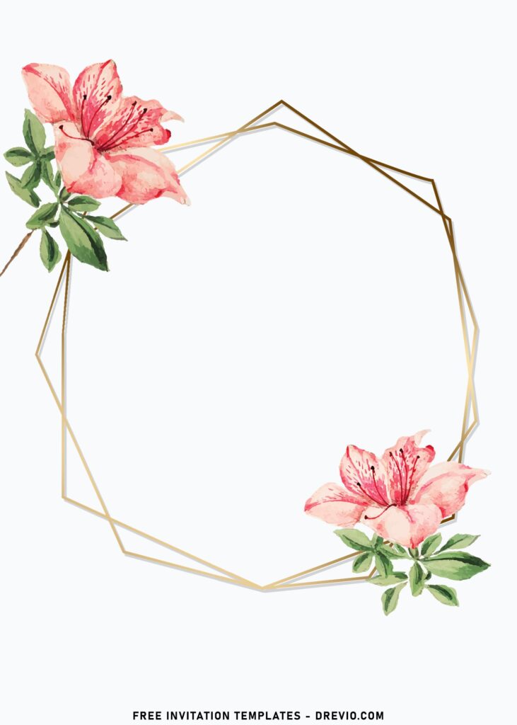 9+ Geometric Garden Blush Birthday Invitation Templates with White magnolia