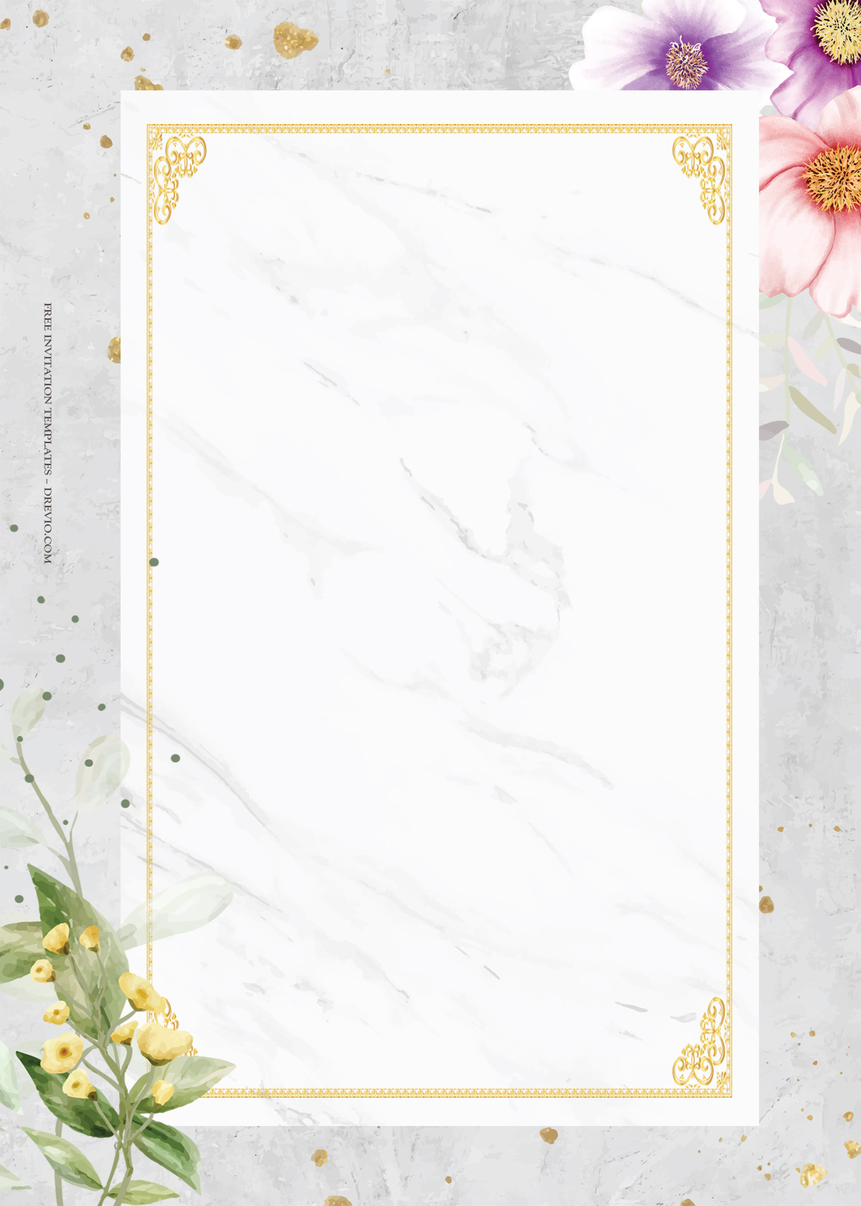 9+ Love On Floral Gold Wedding Invitation Templates Five