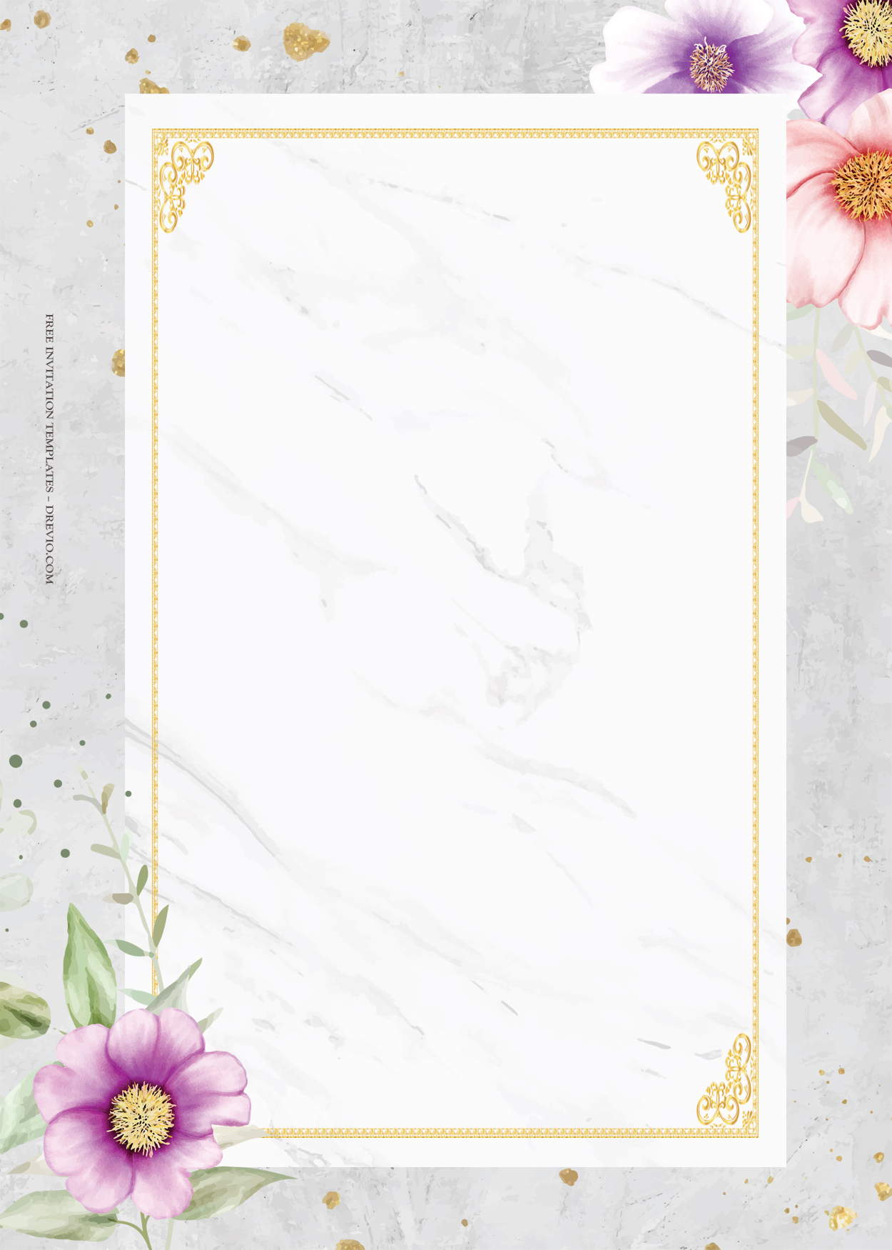 9+ Love On Floral Gold Wedding Invitation Templates Four