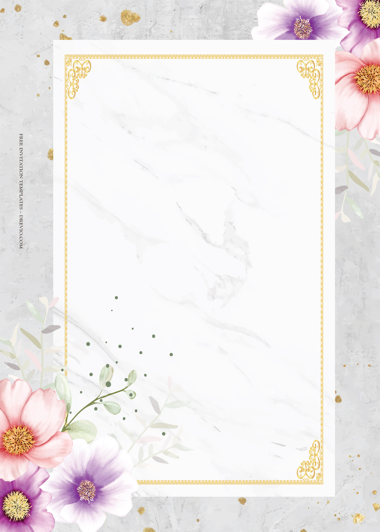 9+ Love On Floral Gold Wedding Invitation Templates Two