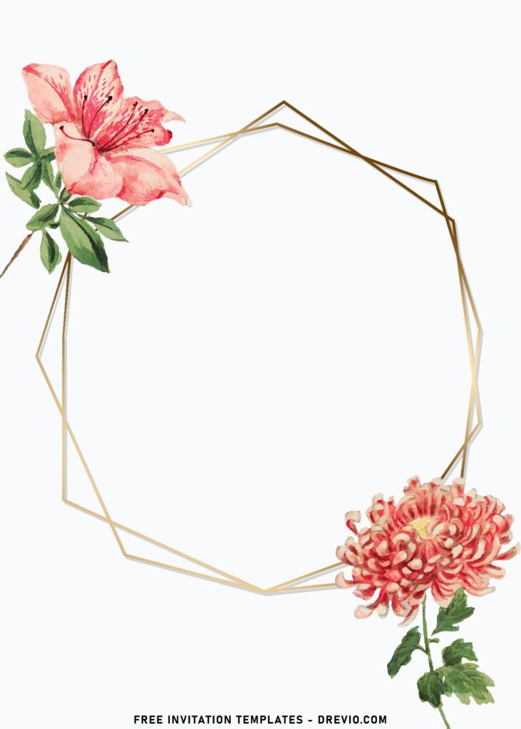 9+ Geometric Garden Blush Birthday Invitation Templates with Stunning Gold Geometric Frame