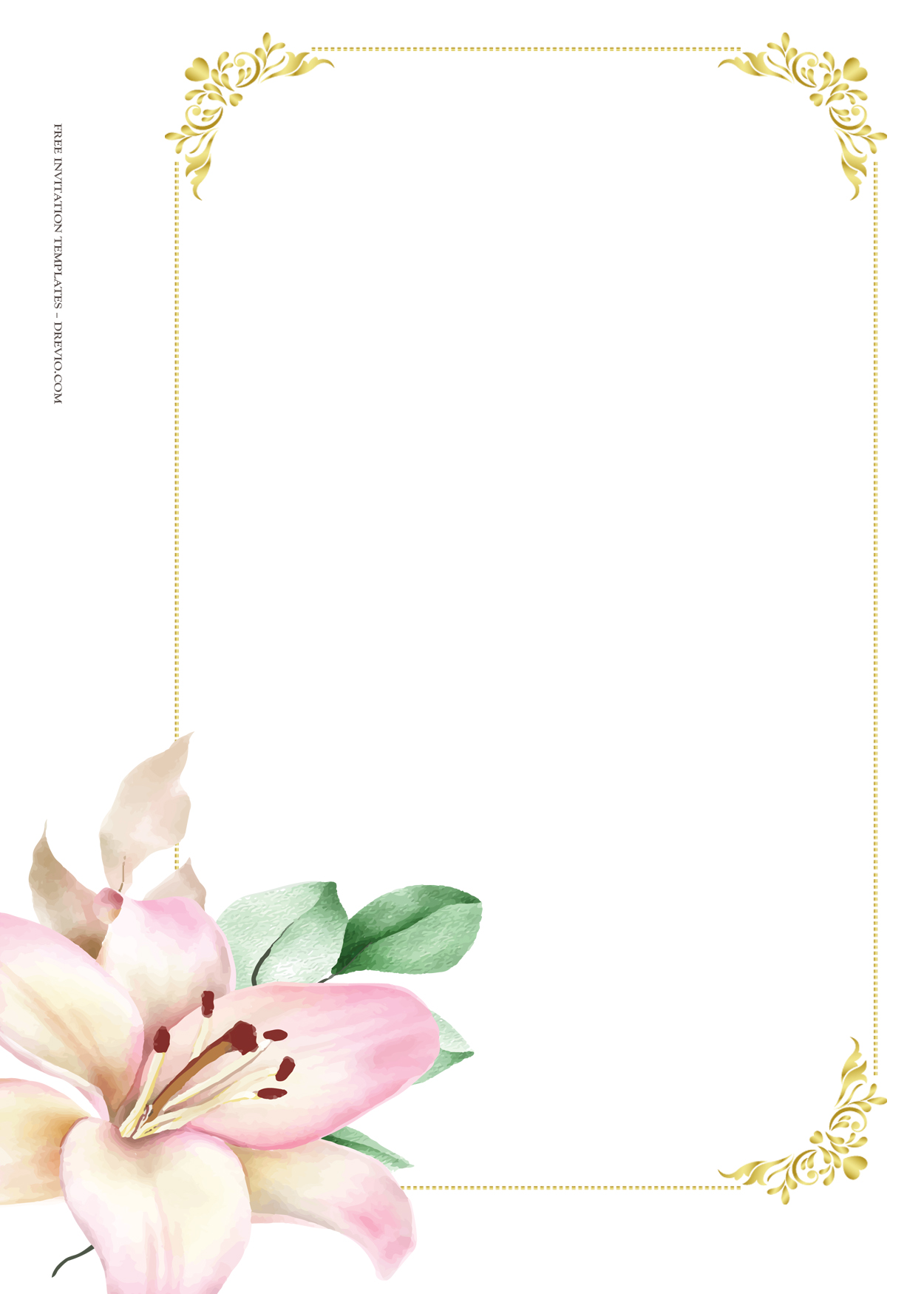 9+ Pink Lily Floral Gold Wedding Invitation Templates Eight