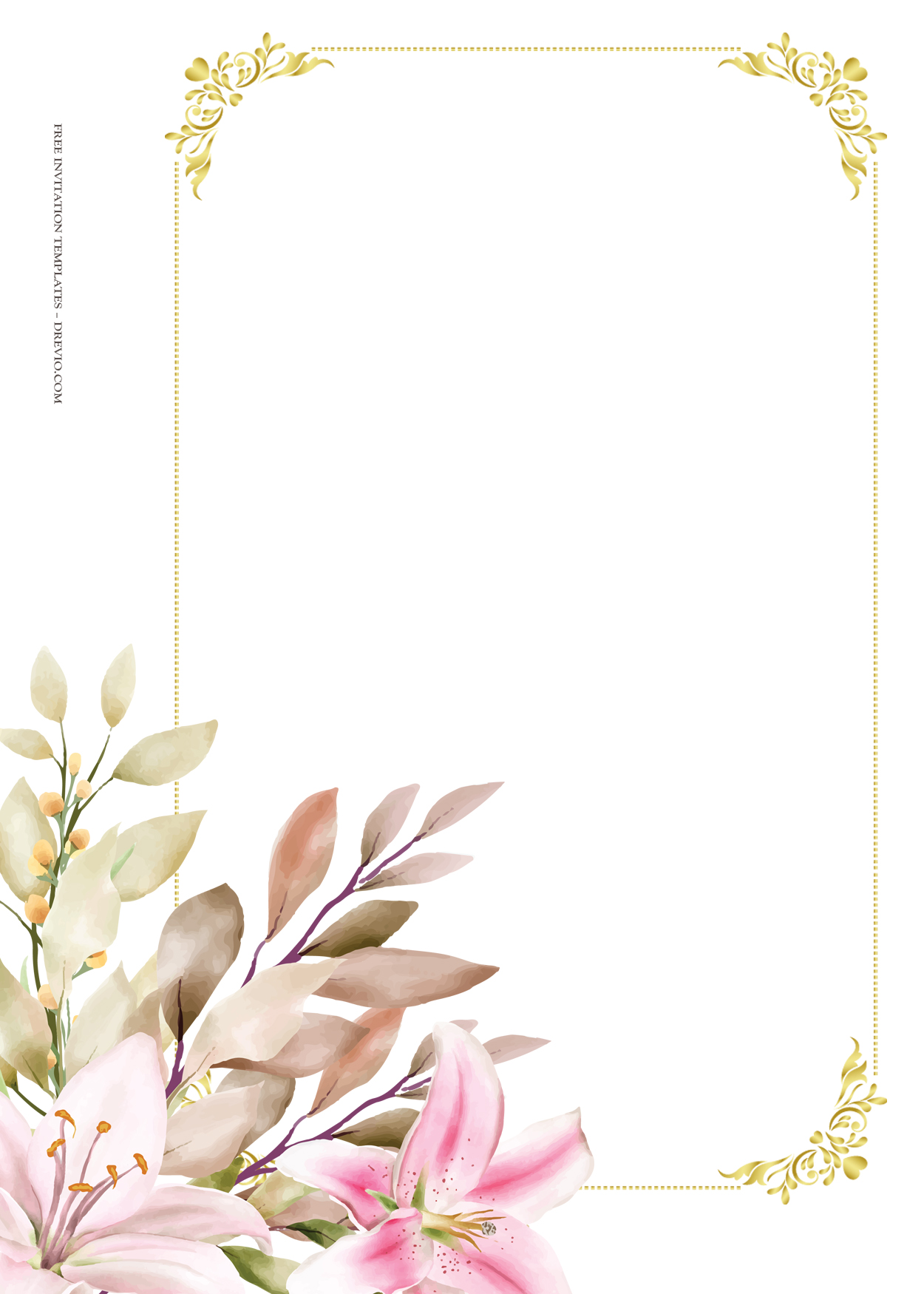 9+ Pink Lily Floral Gold Wedding Invitation Templates Seven