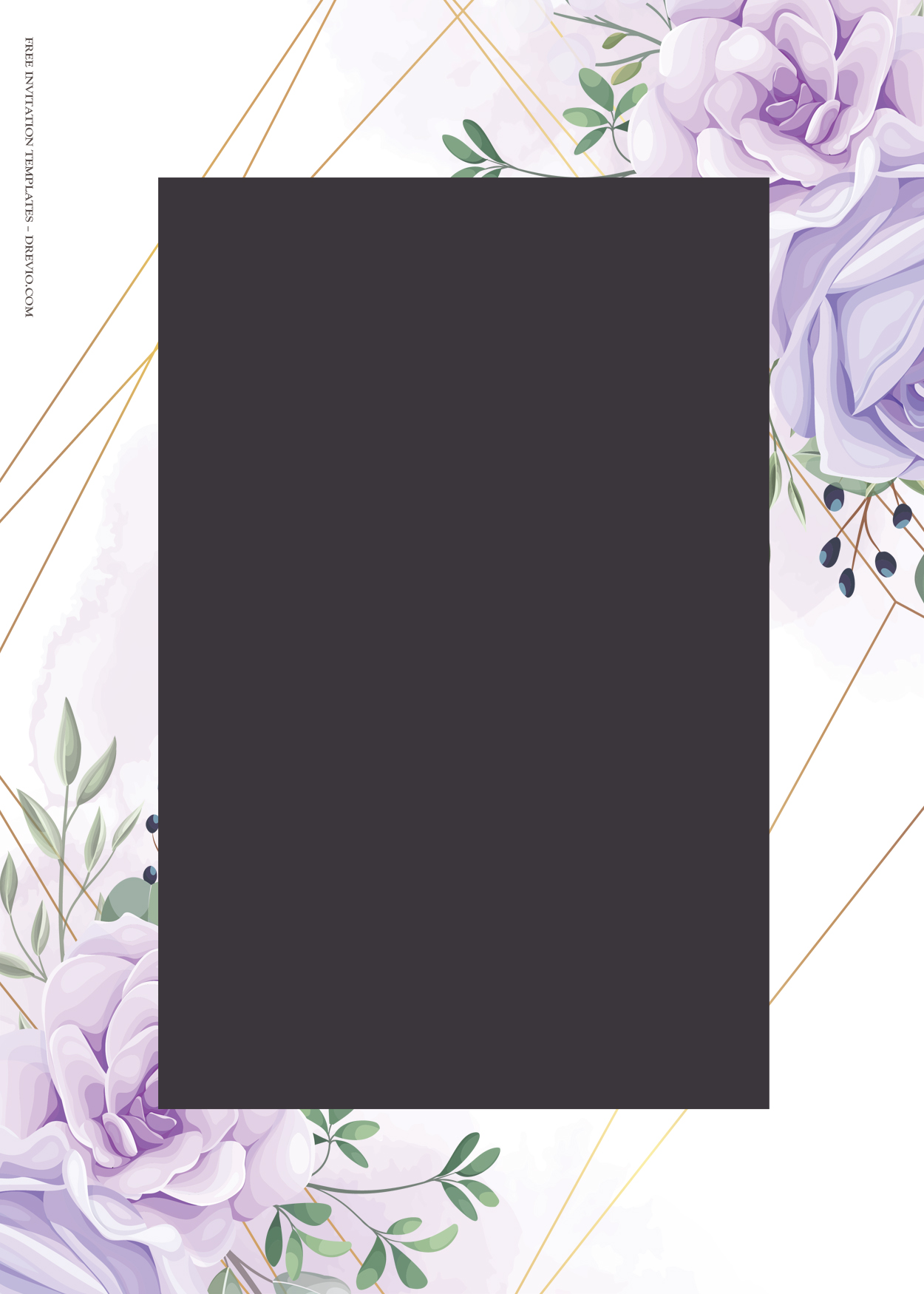 9+ Purple Roses Floral Gold Wedding Invitation Templates Seven