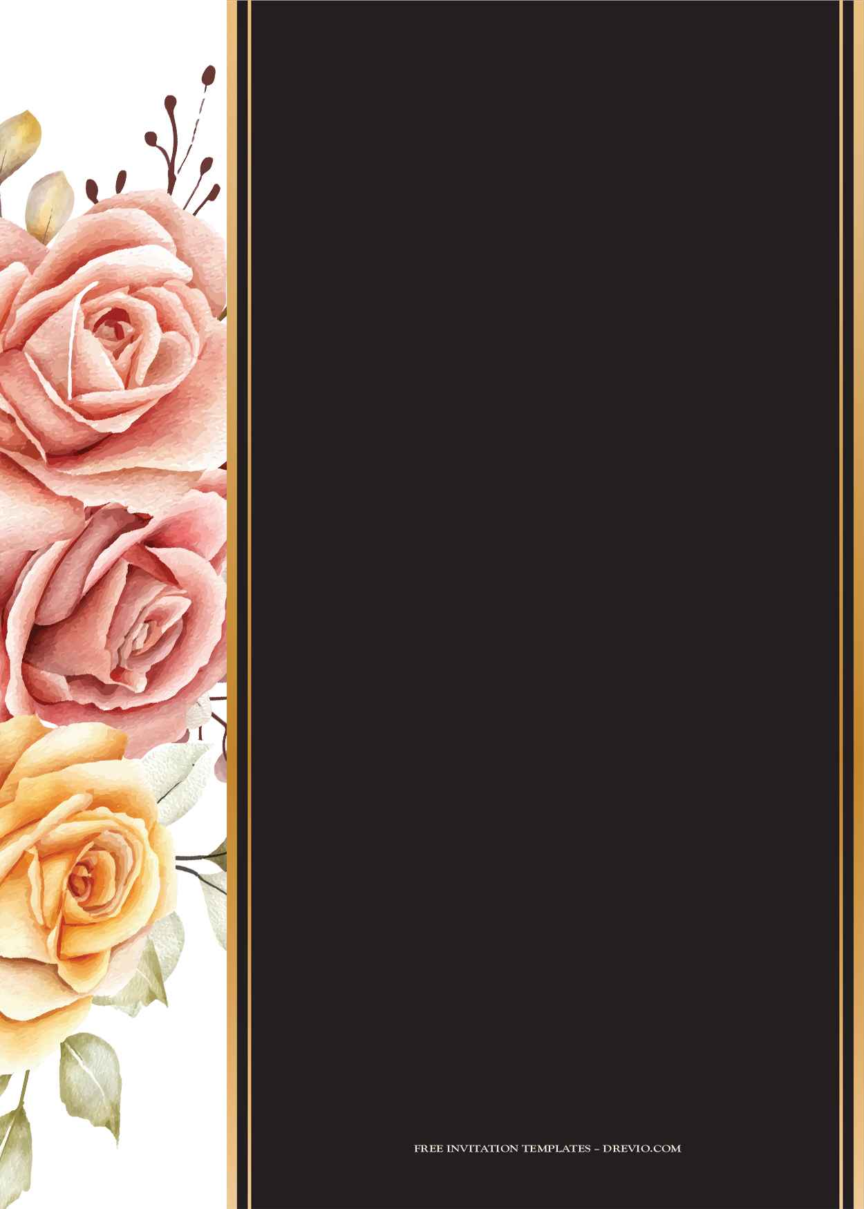 9+ Roses For Autumn Floral Gold Wedding Invitation Templates Five