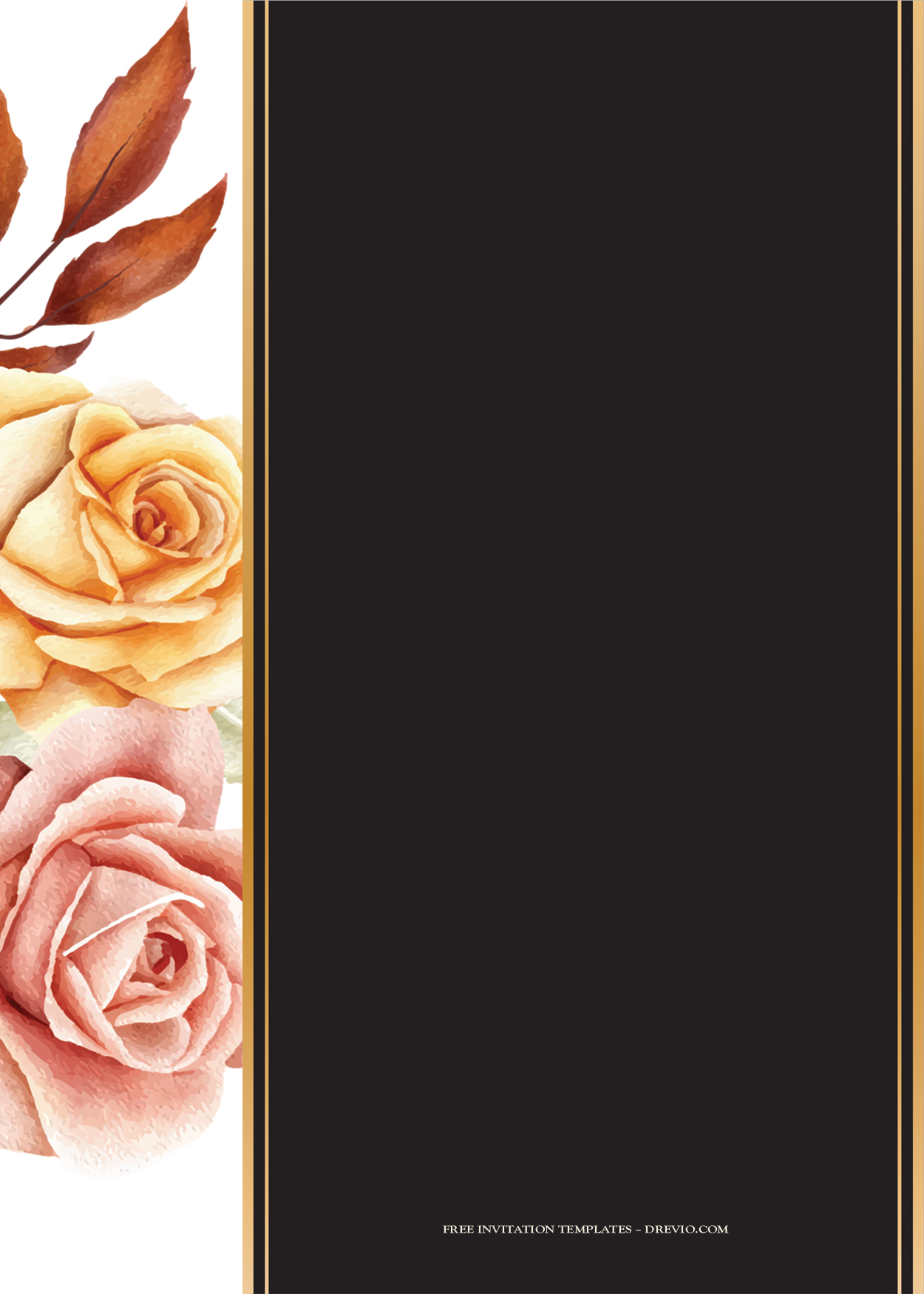 9+ Roses For Autumn Floral Gold Wedding Invitation Templates Two