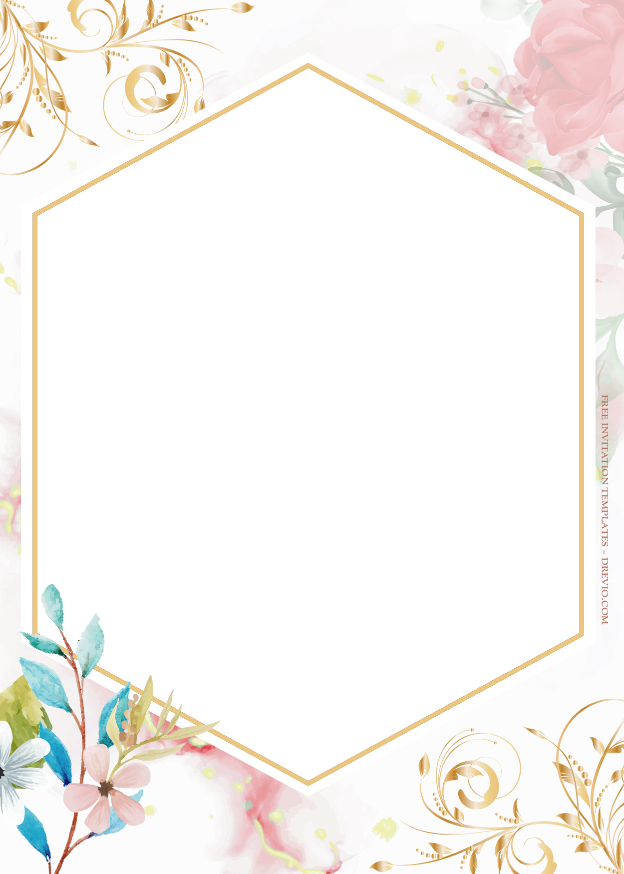 9+ Roses On Top Gold Floral Wedding Invitation Templates Eight
