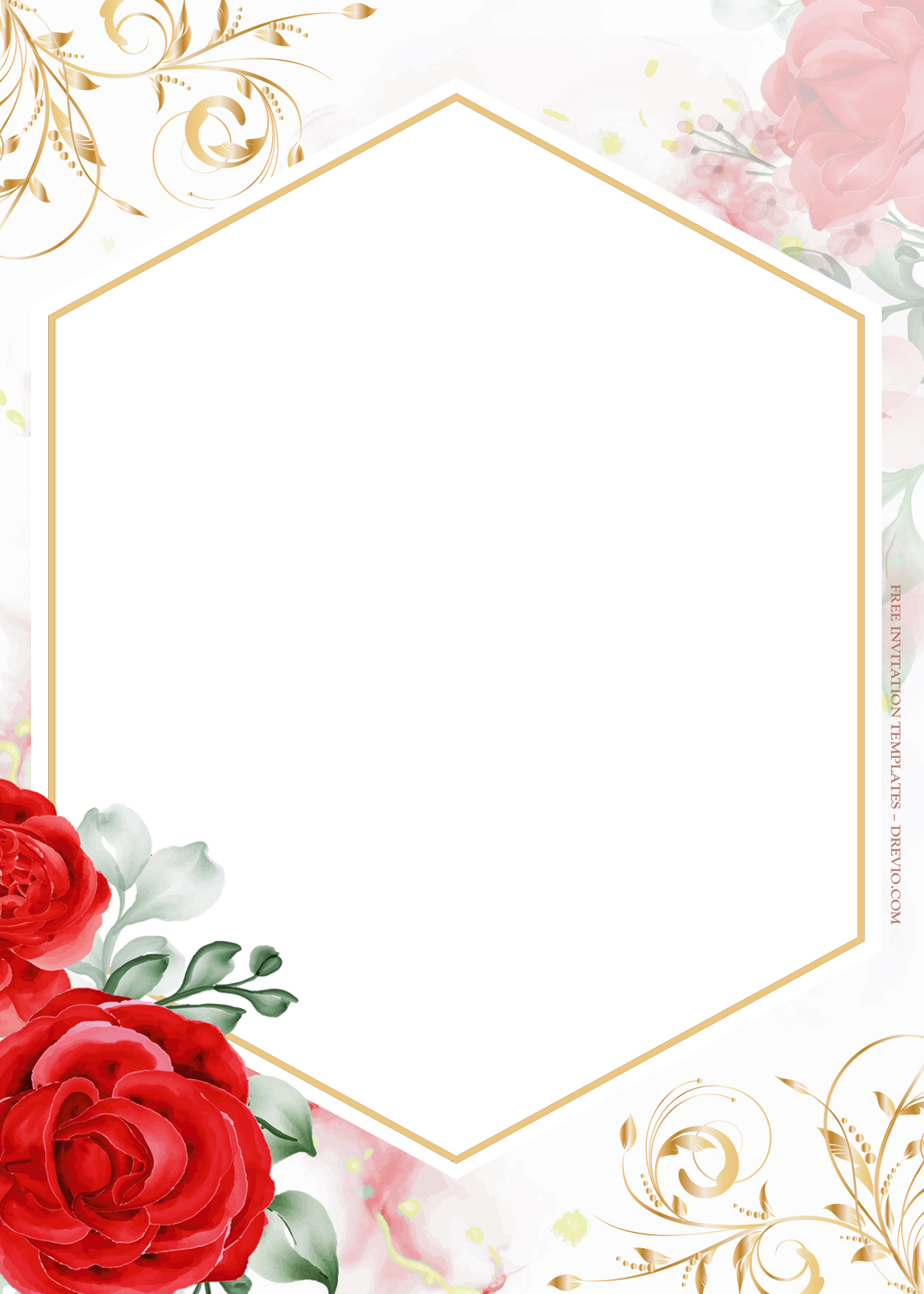 9+ Roses On Top Gold Floral Wedding Invitation Templates Five
