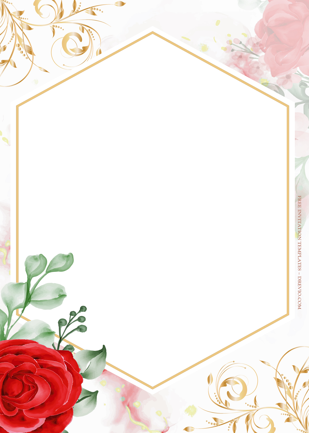9+ Roses On Top Gold Floral Wedding Invitation Templates Four