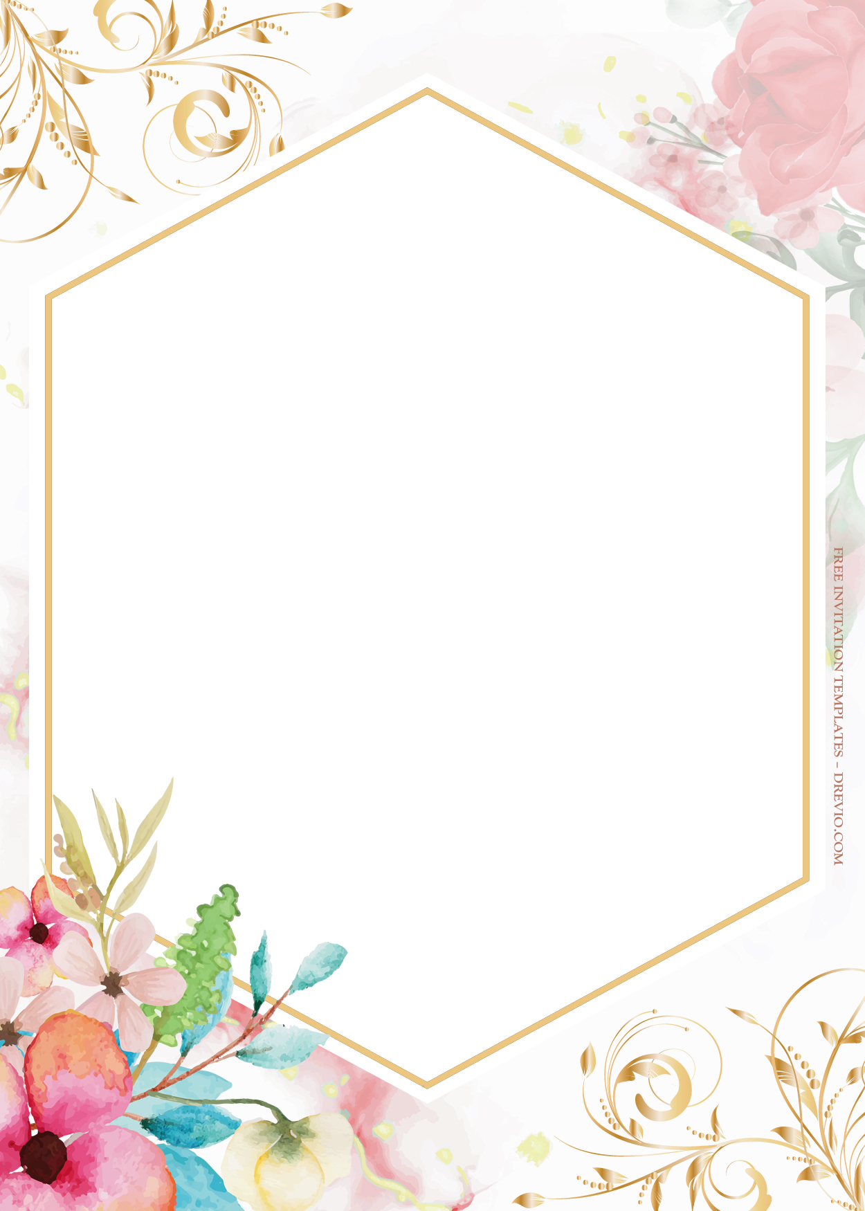 9+ Roses On Top Gold Floral Wedding Invitation Templates Nine