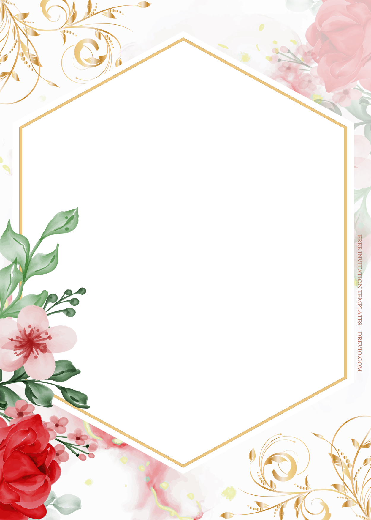 9+ Roses On Top Gold Floral Wedding Invitation Templates One