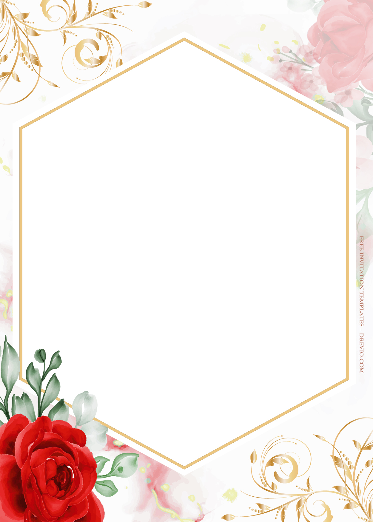 9+ Roses On Top Gold Floral Wedding Invitation Templates Seven