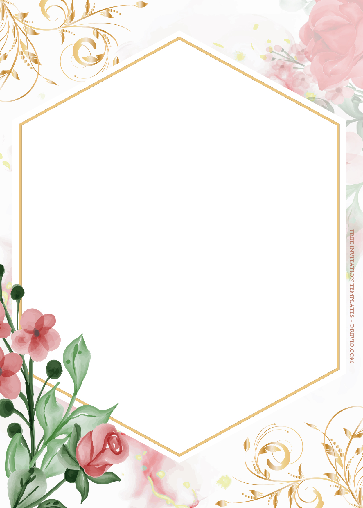 9+ Roses On Top Gold Floral Wedding Invitation Templates Six