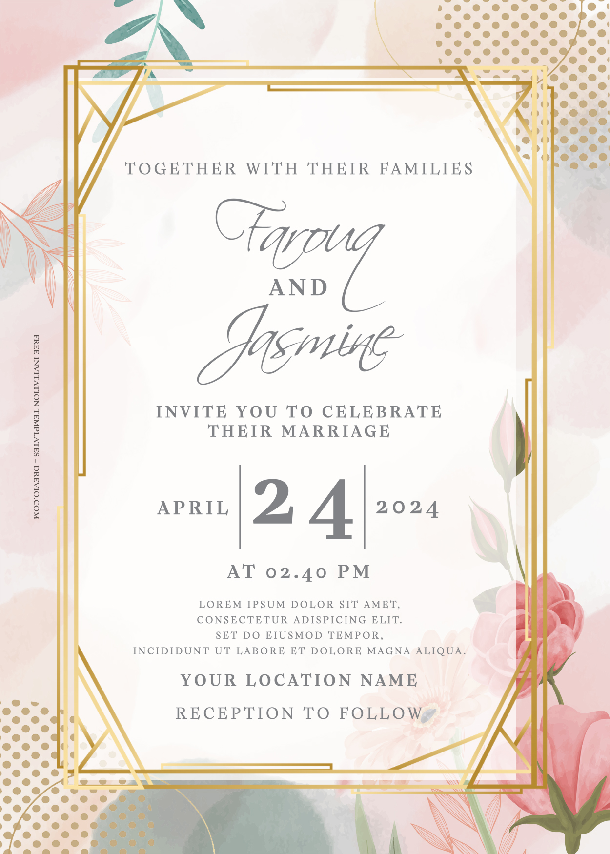 9+ Simple Red Floral Gold Wedding Invitation Templates Title